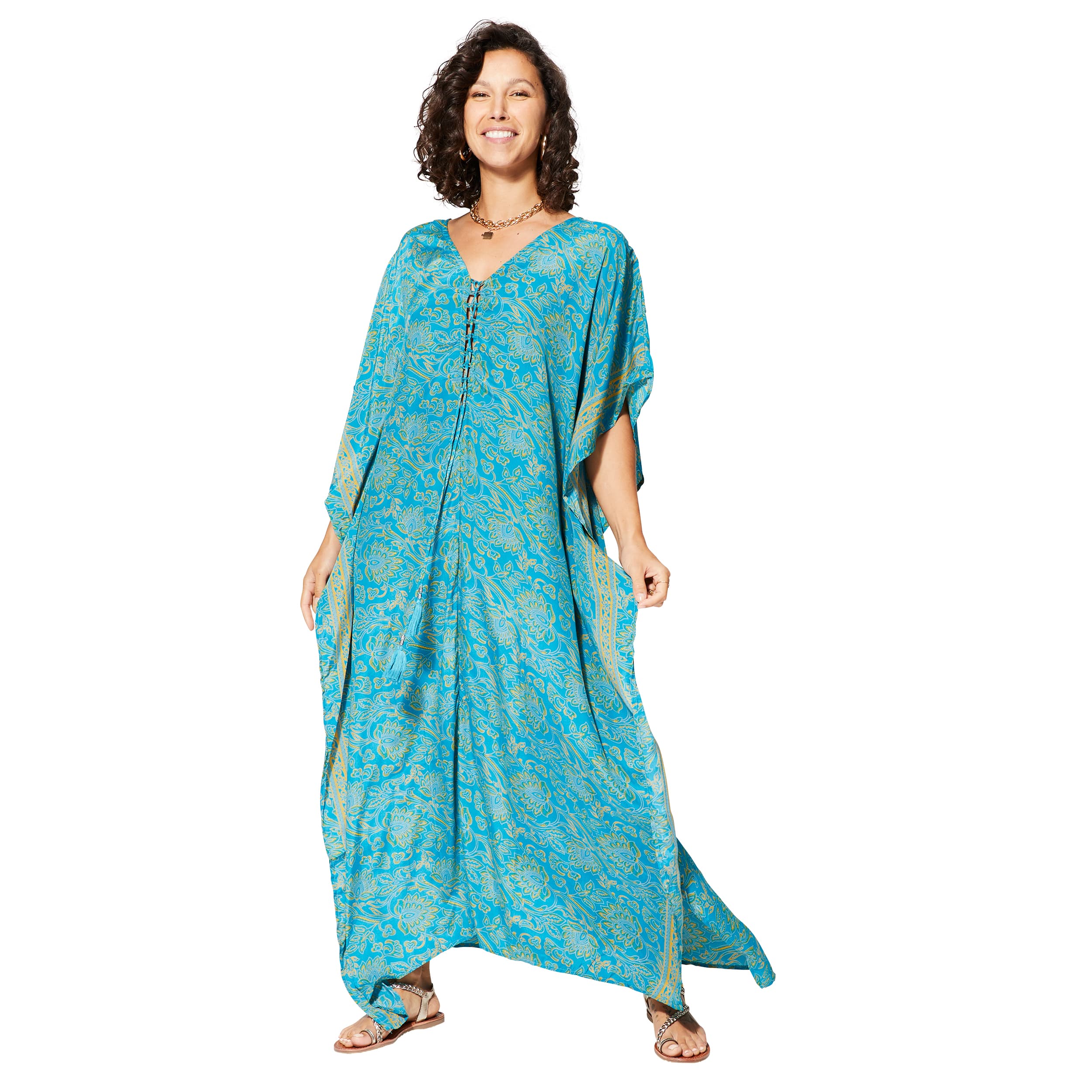 Kaftan été long manches 3/4 Rodica - 100% polyester - Akoustik Online