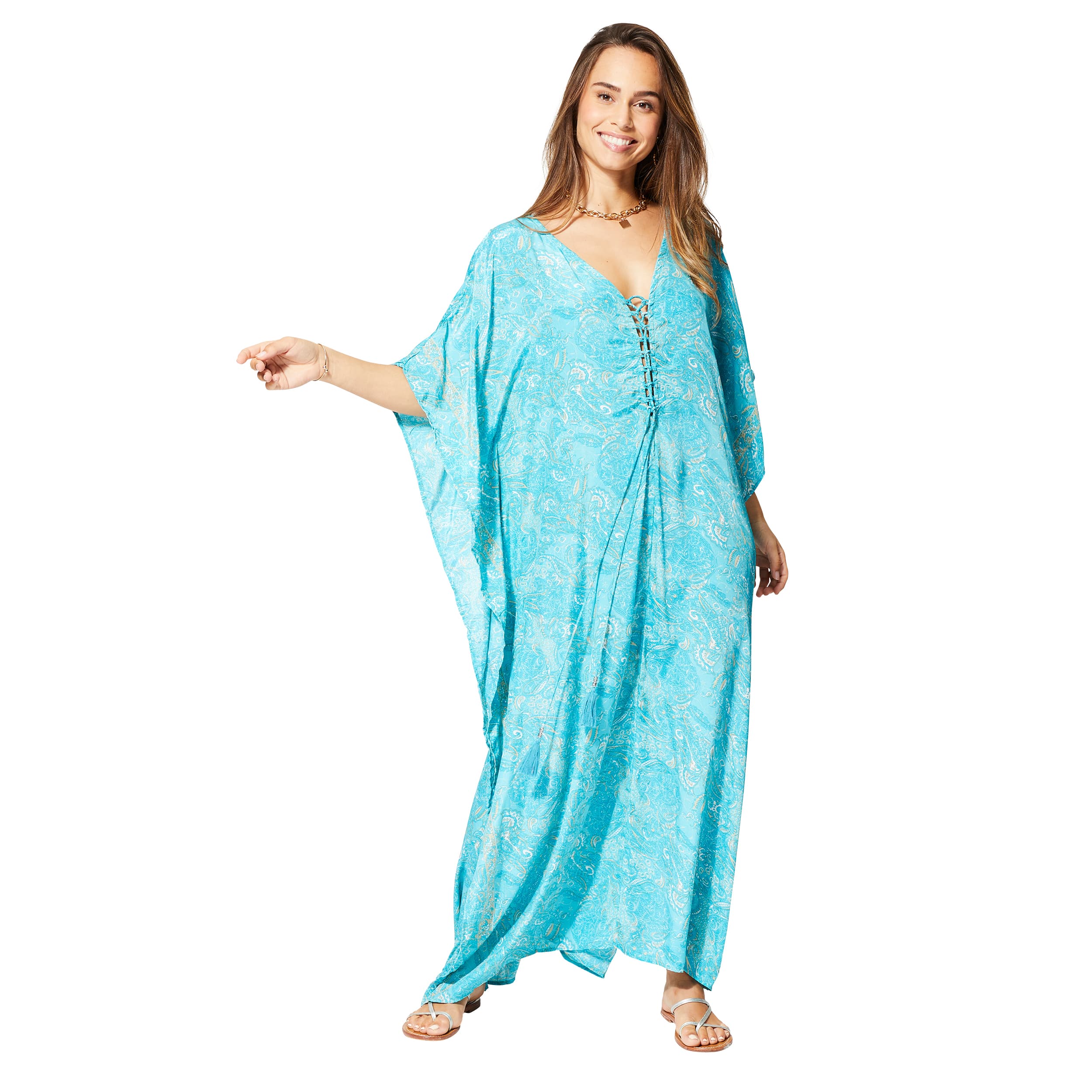 Kaftan été long manches 3/4 Aindrea - 100% polyester - Akoustik Online