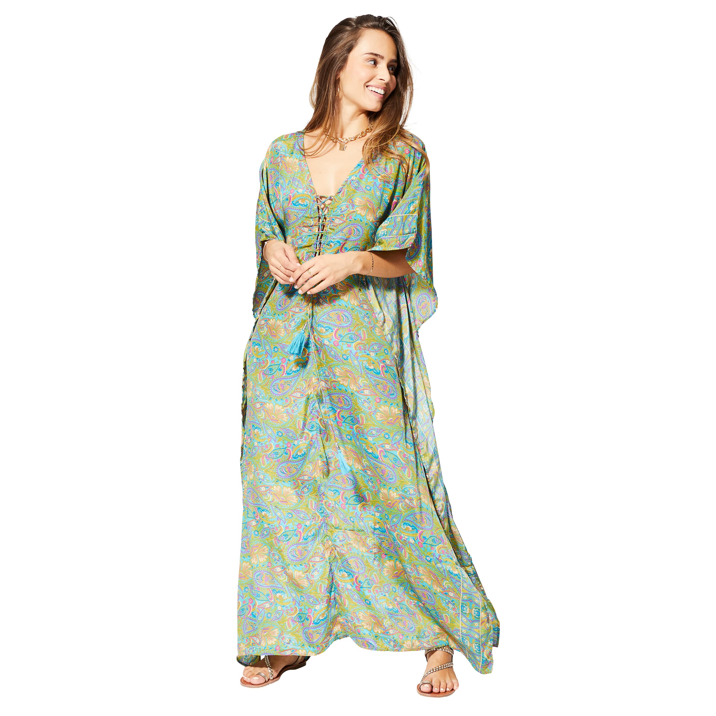 Kaftan été long manches 3/4 Tristin - 100% polyester - Akoustik Online