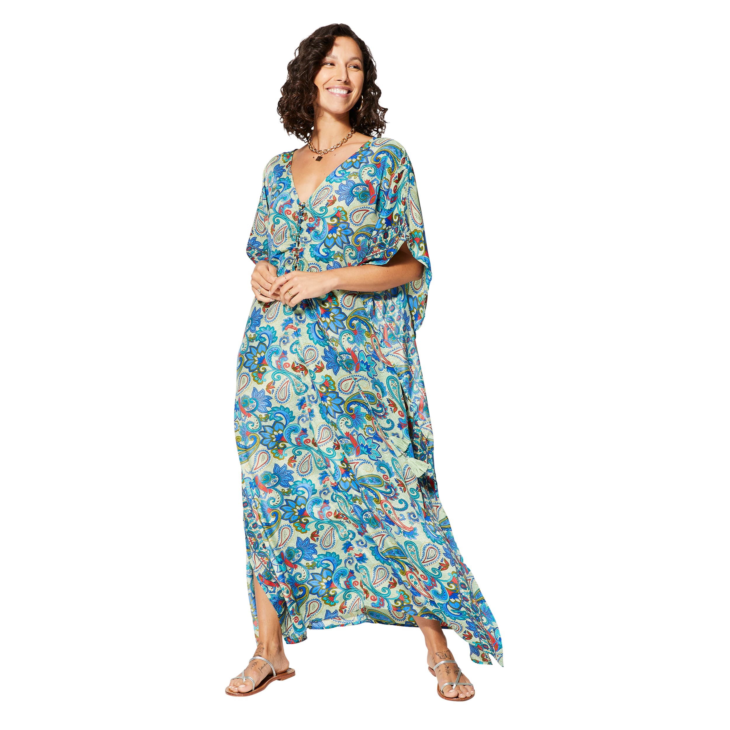Kaftan été long manches 3/4 Connie - 100% polyester - Akoustik Online