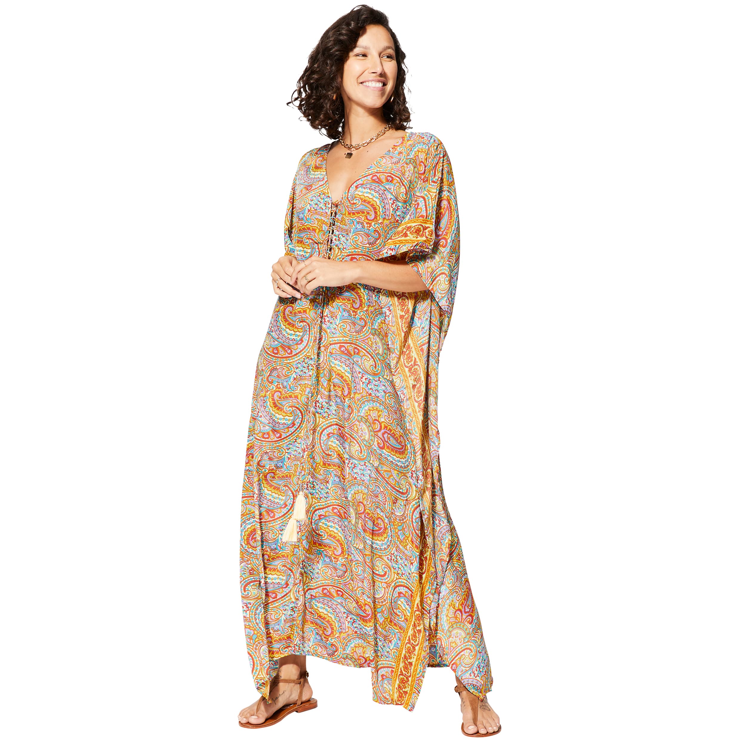 Kaftan été long manches 3/4 Tullia - 100% polyester - Akoustik Online