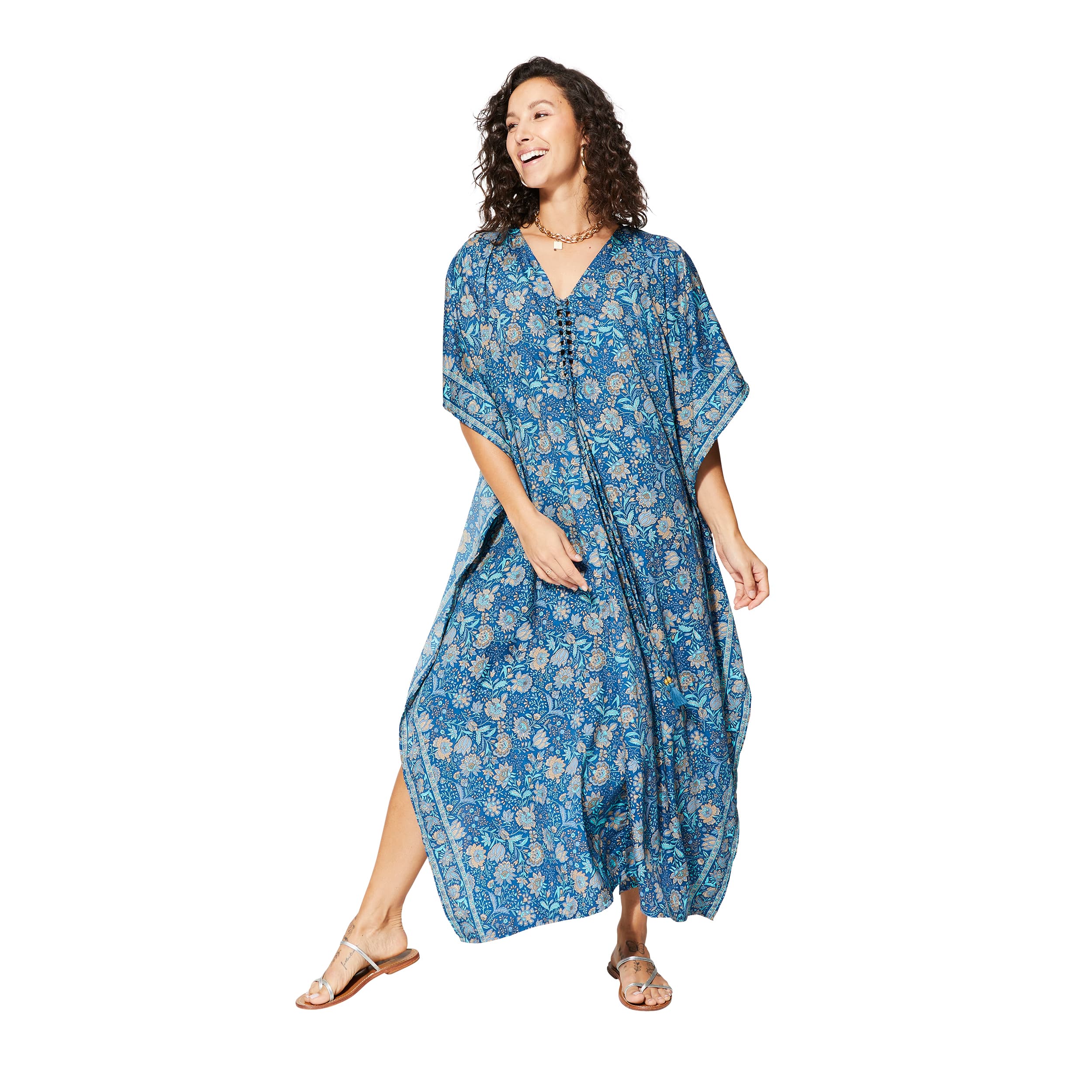 Kaftan été long manches 3/4 Gobnata - 100% polyester - Akoustik Online