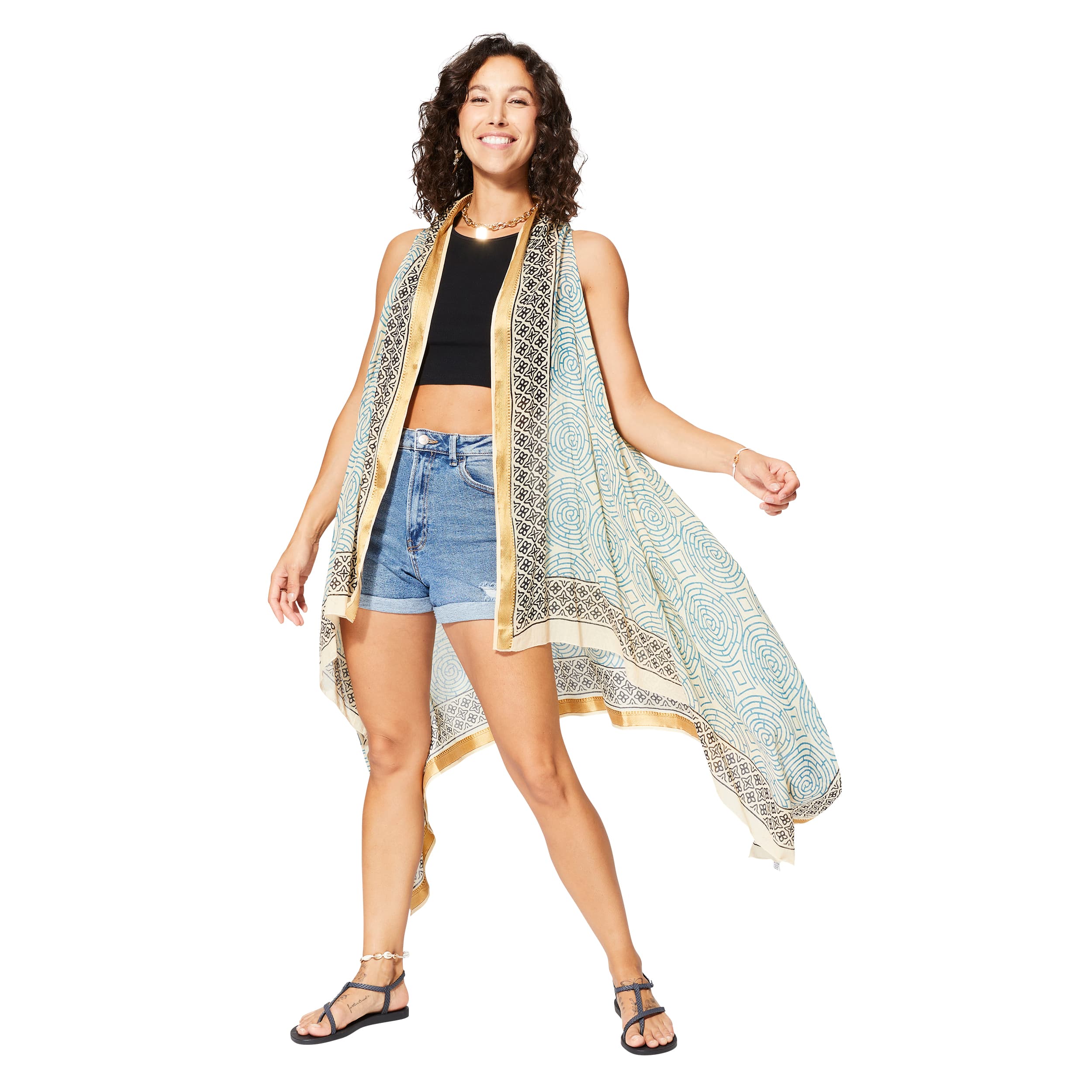 Kimono été mi-long sans manches Ellie - 100% coton - Akoustik Online