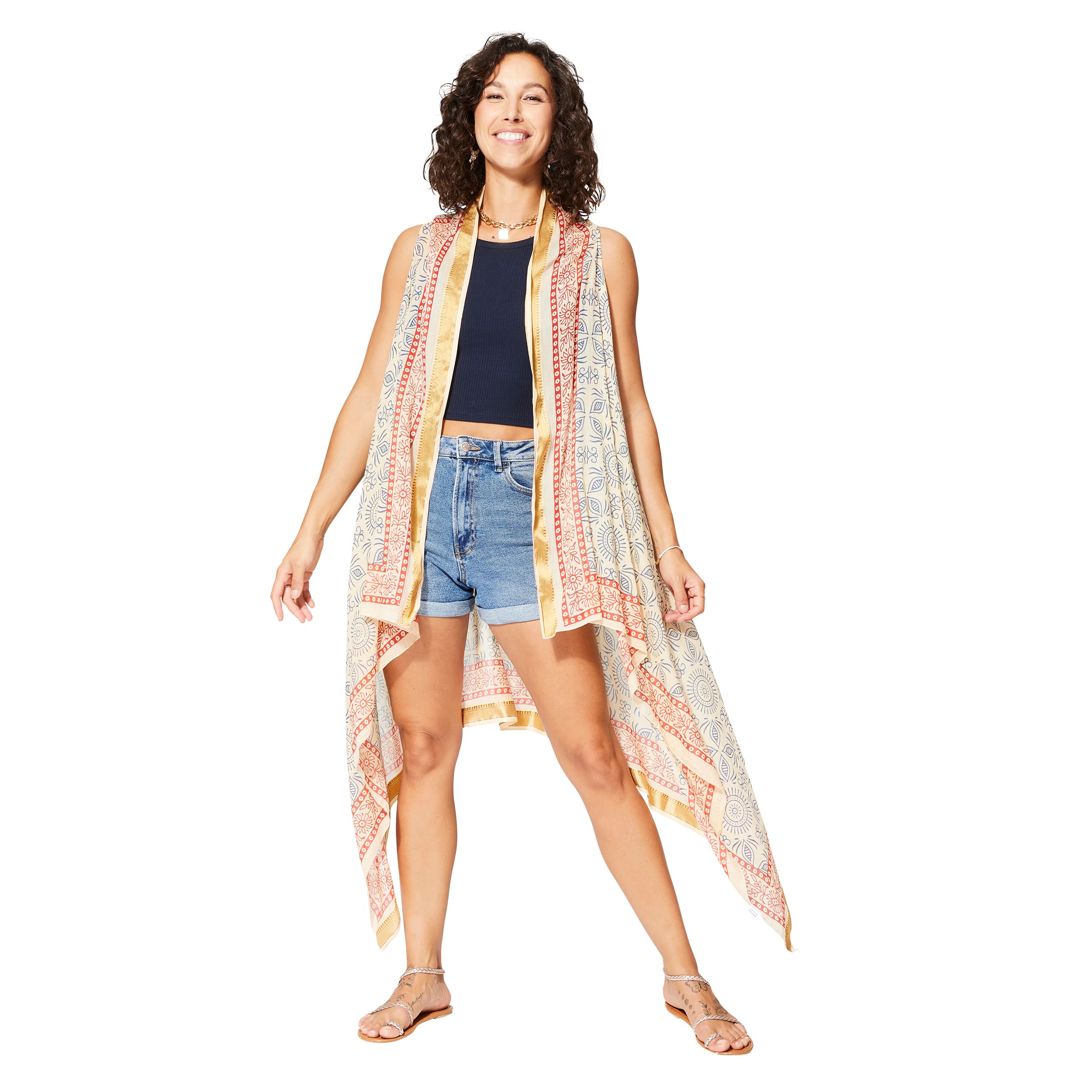 Kimono été mi-long sans manches Ági - 100% coton - Akoustik Online