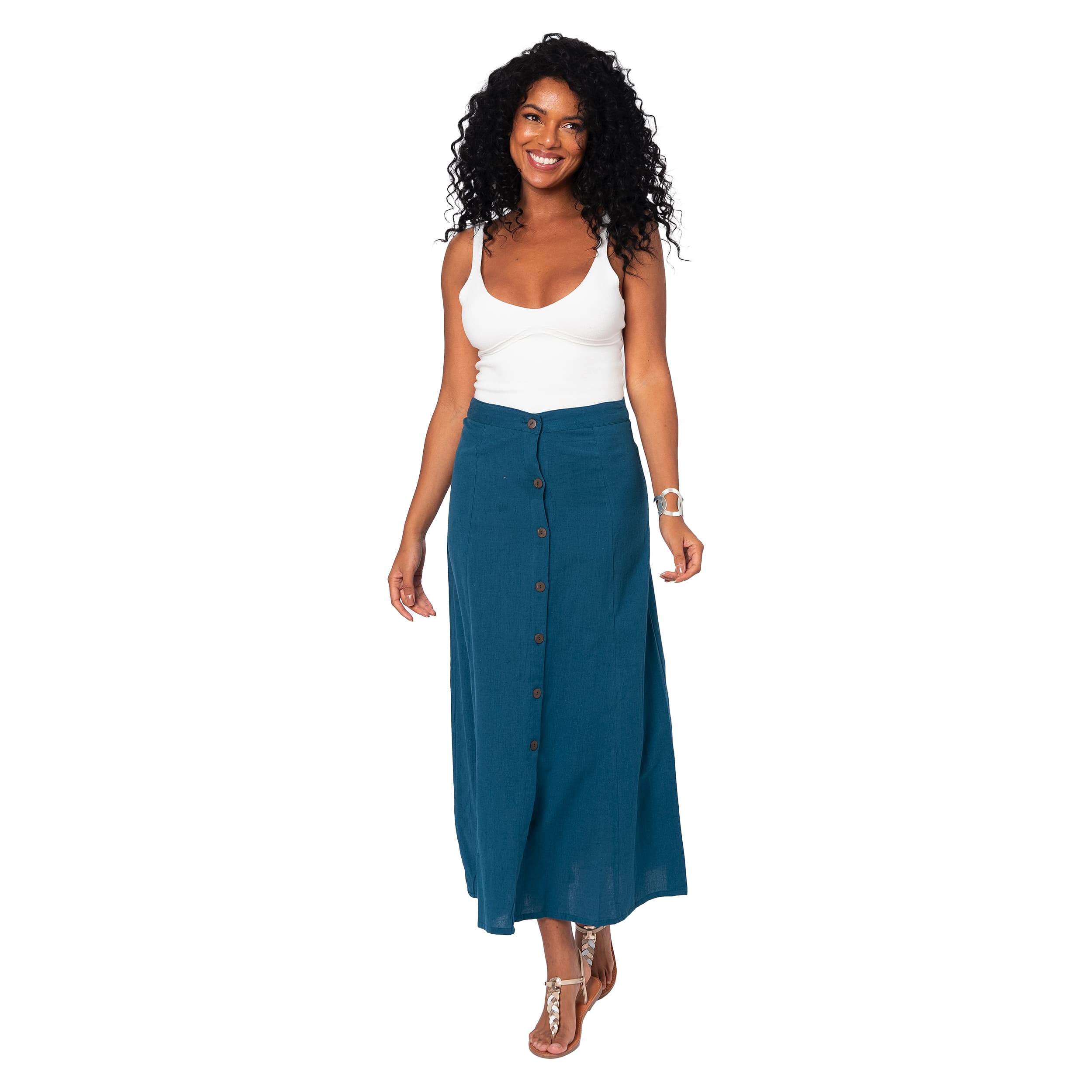 Jupe été longue Mallory - 70% coton - 30% lin - Akoustik Online