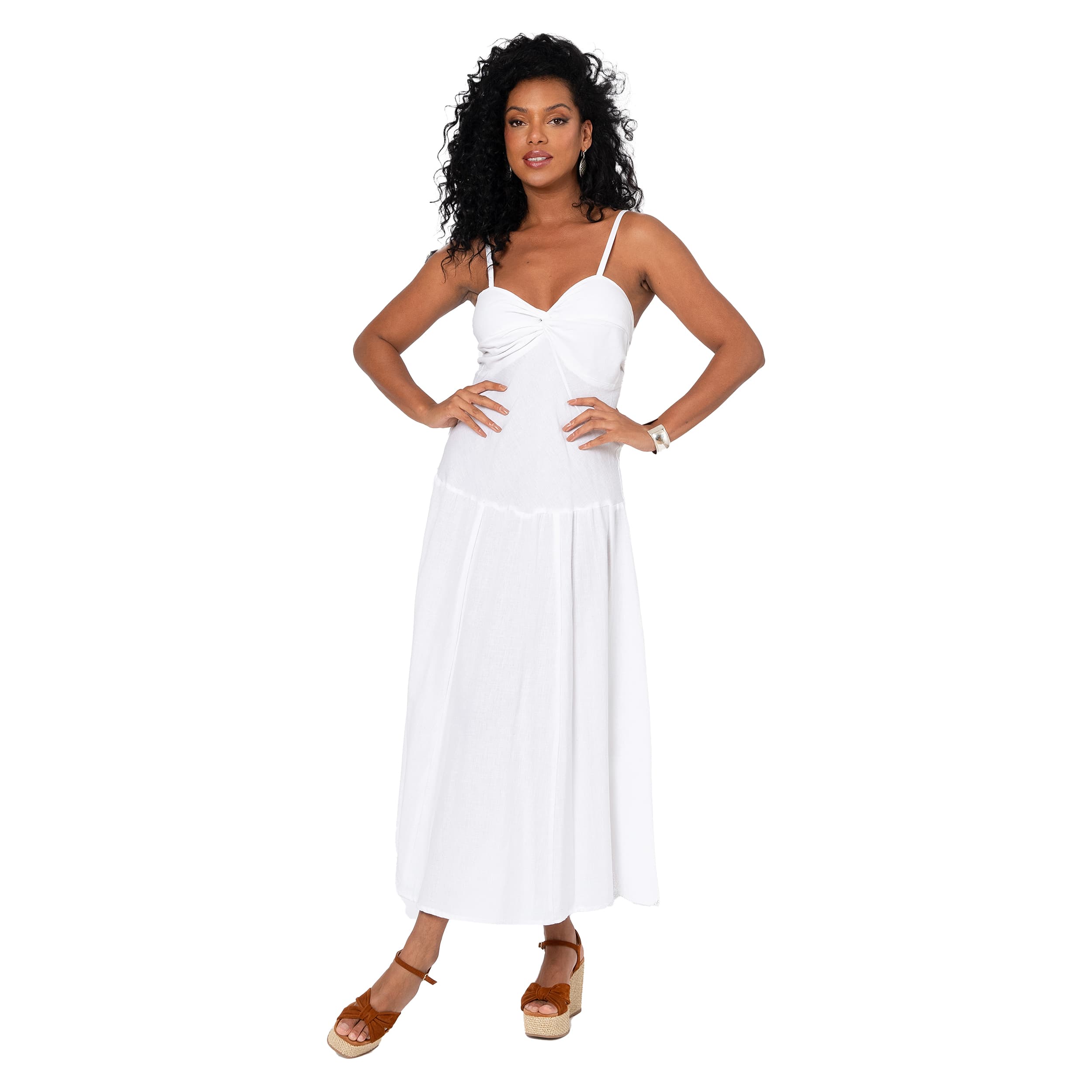 Robe été longue sans manches Diarmuid - blanc - Akoustik Online