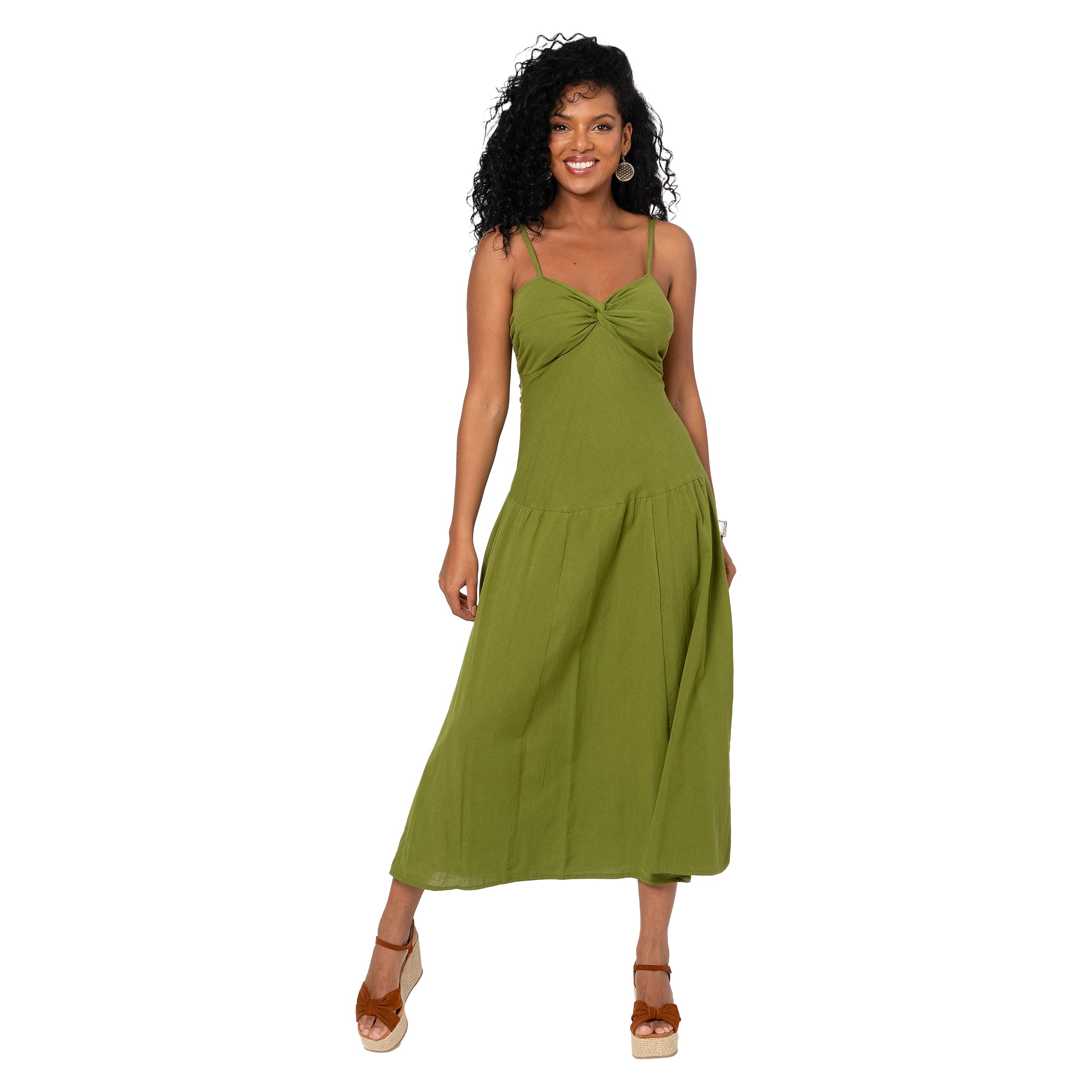 Robe été longue sans manches Ptolema - vert - Akoustik Online