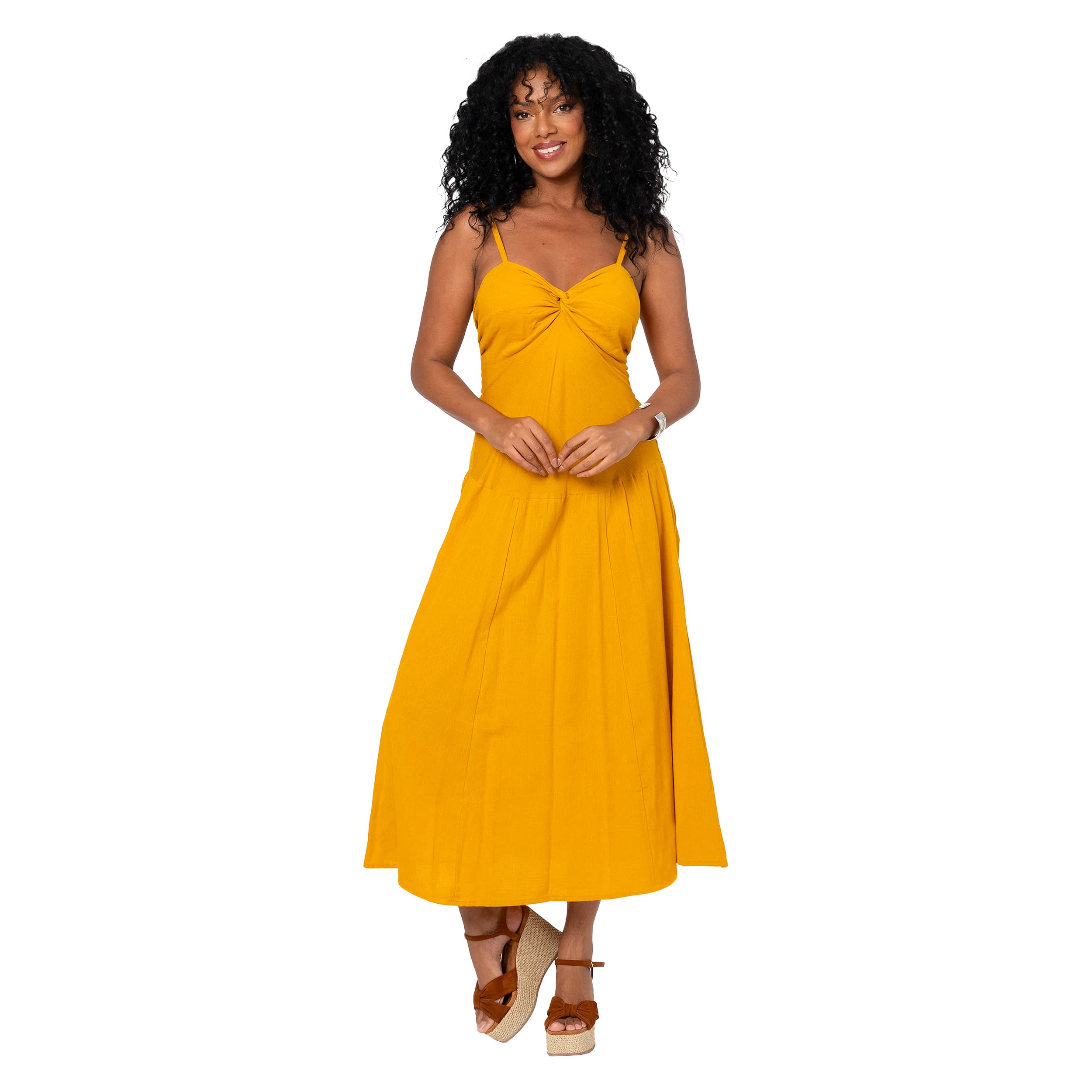 Robe été longue sans manches Renae - jaune - Akoustik Online