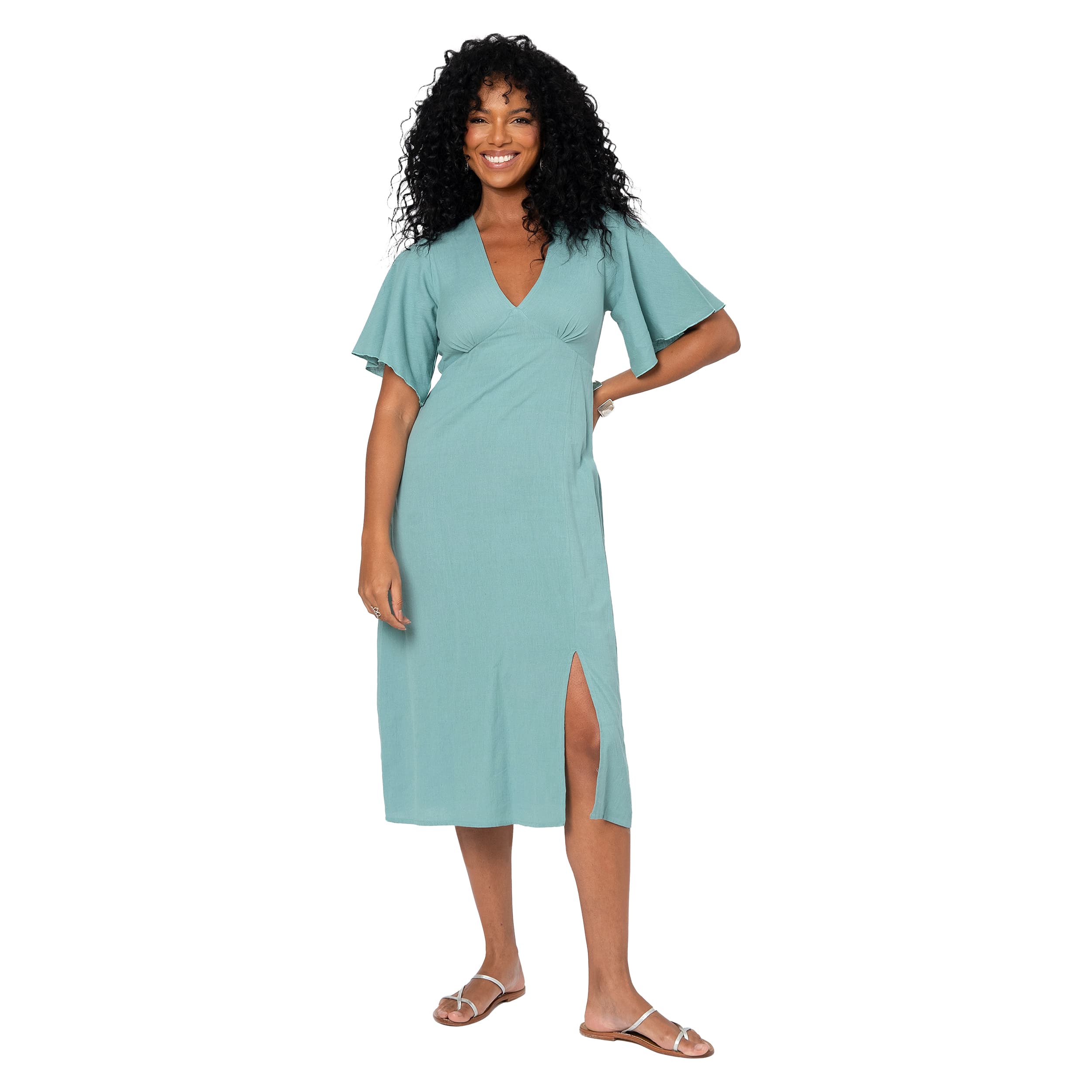 Robe été longue manches courtes Marquis - turquoise - Akoustik Online