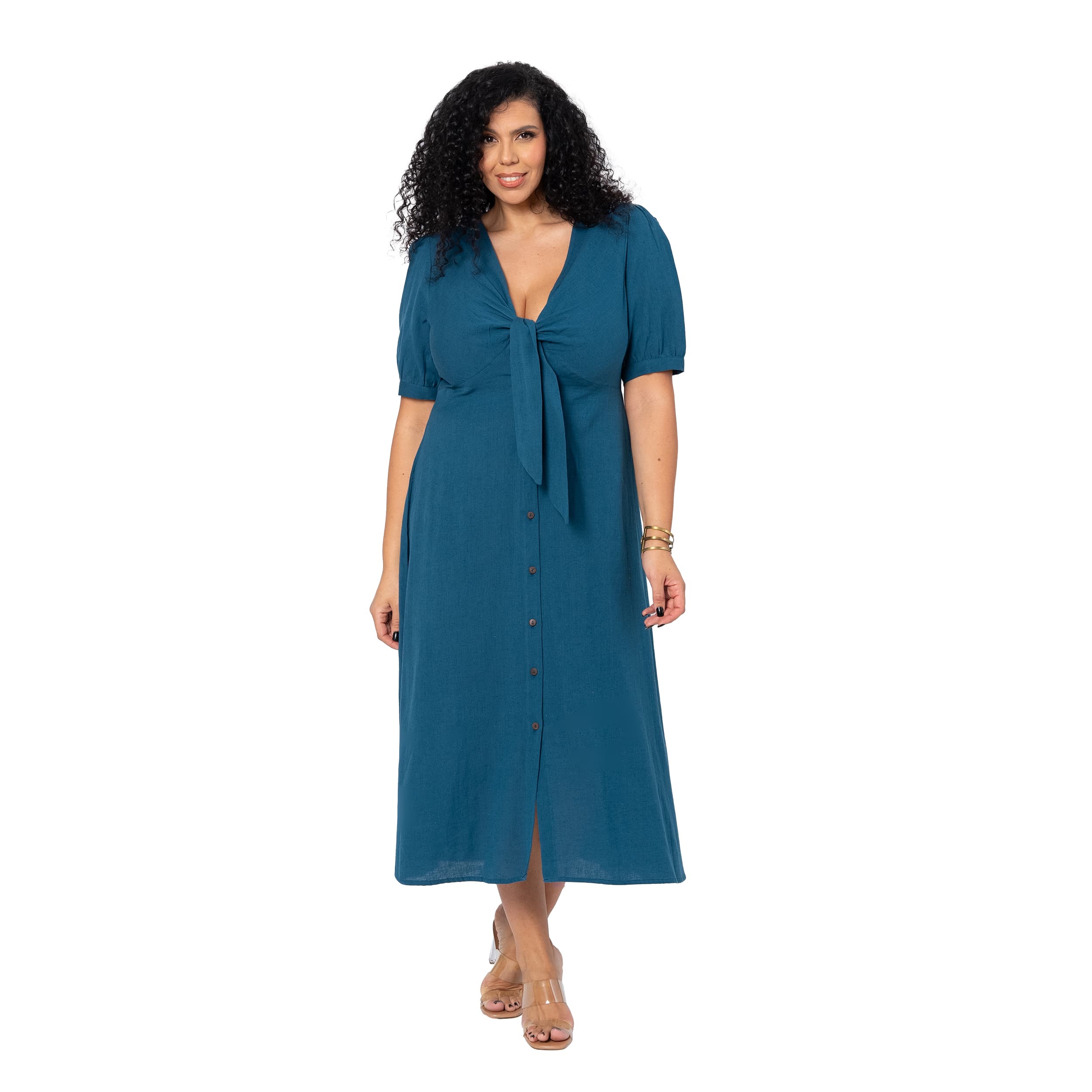 Robe été longue manches courtes Clinton - petrole - Akoustik Online
