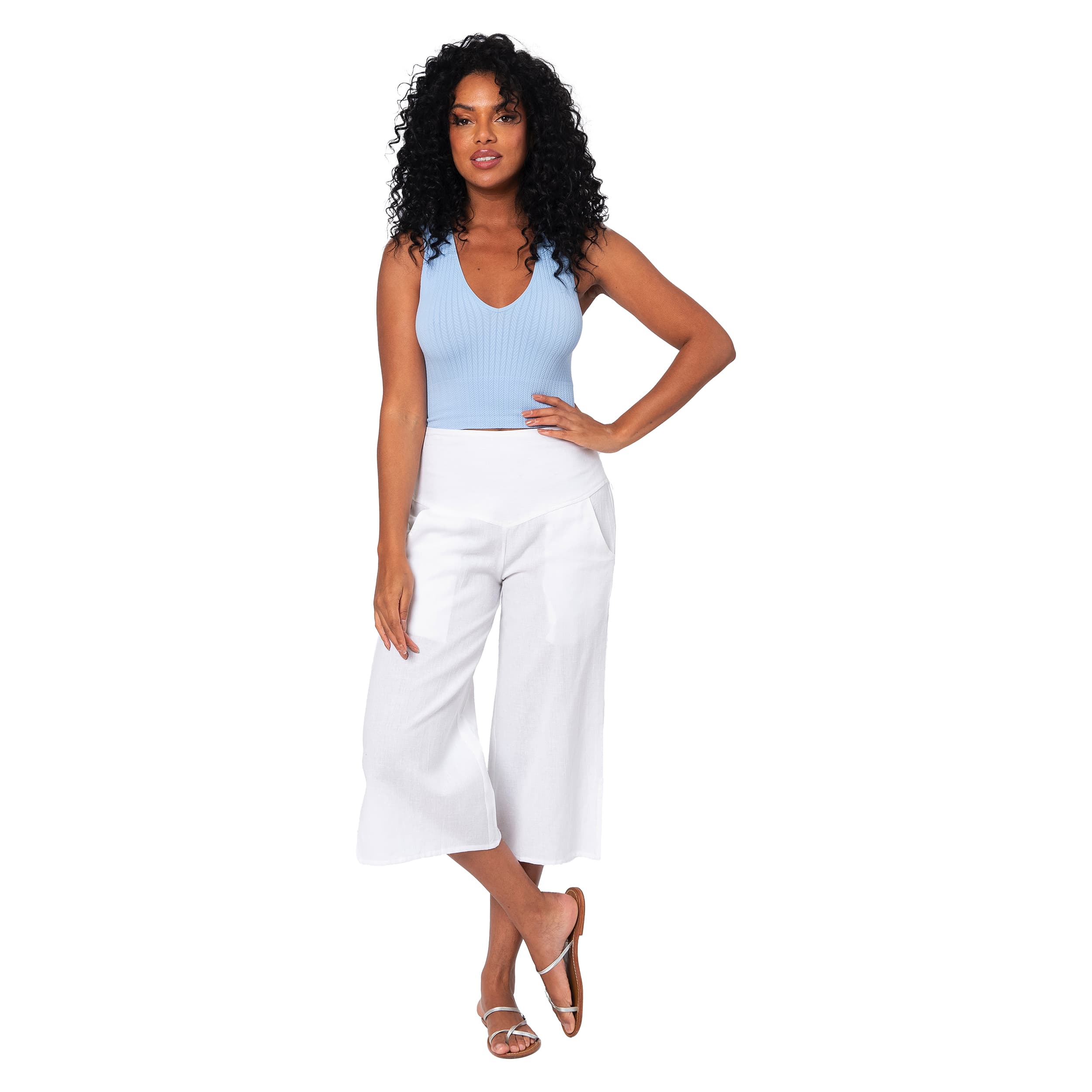 Pantalon été mi-long Vilhelmiina - blanc - Akoustik Online
