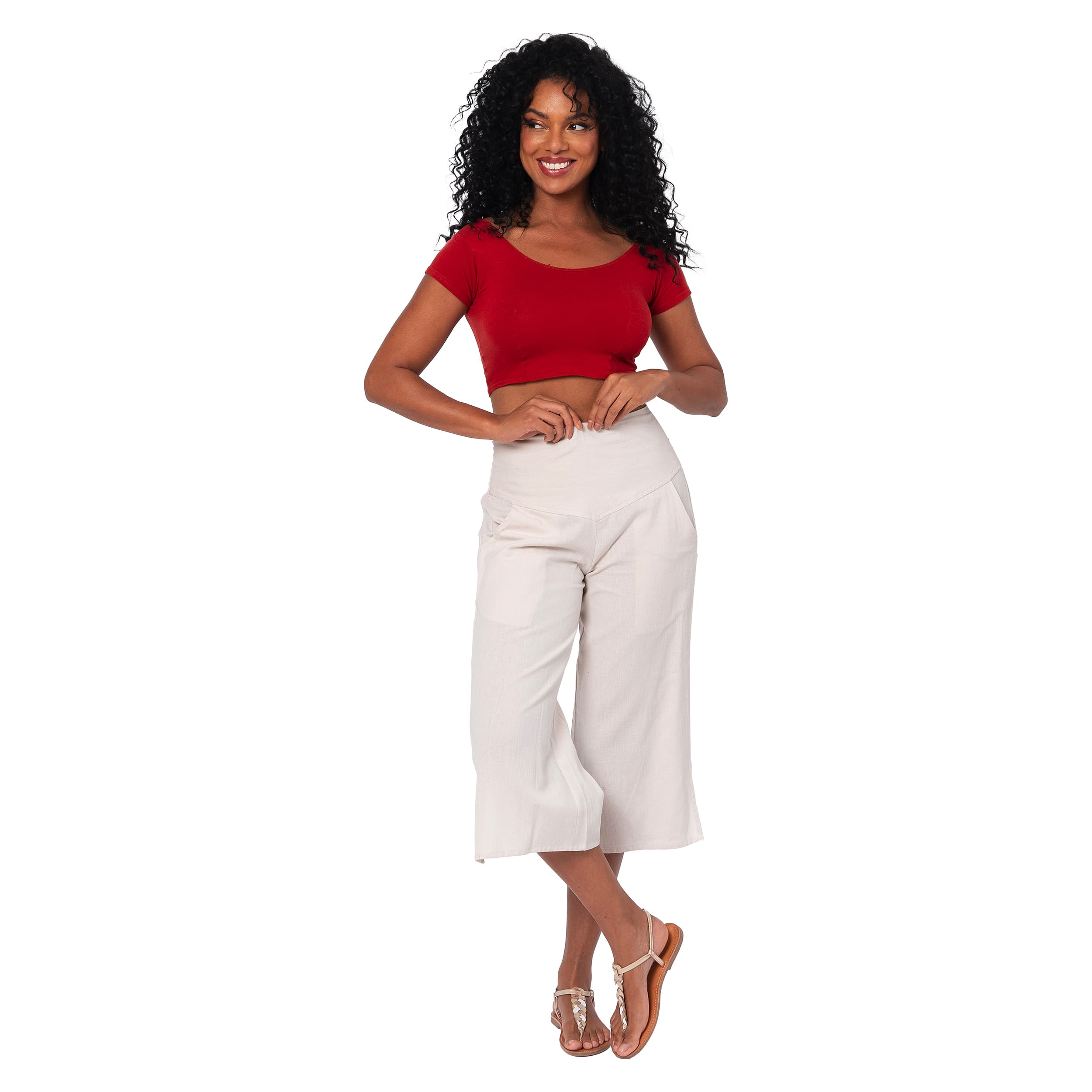 Pantalon été mi-long Ewan - 70% coton - 30% lin - Akoustik Online