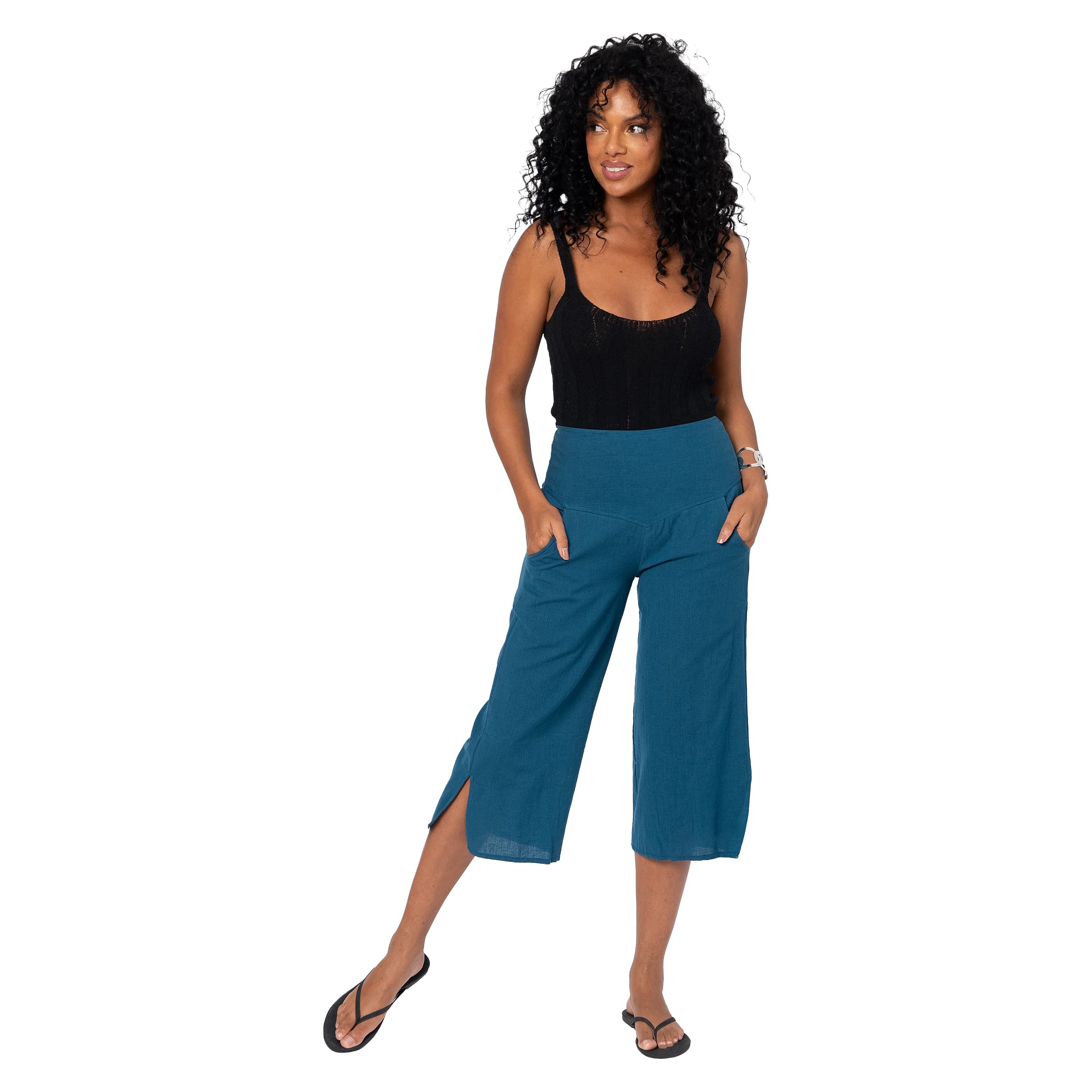 Pantalon été mi-long Nicomedo - 70% coton - 30% lin - Akoustik Online