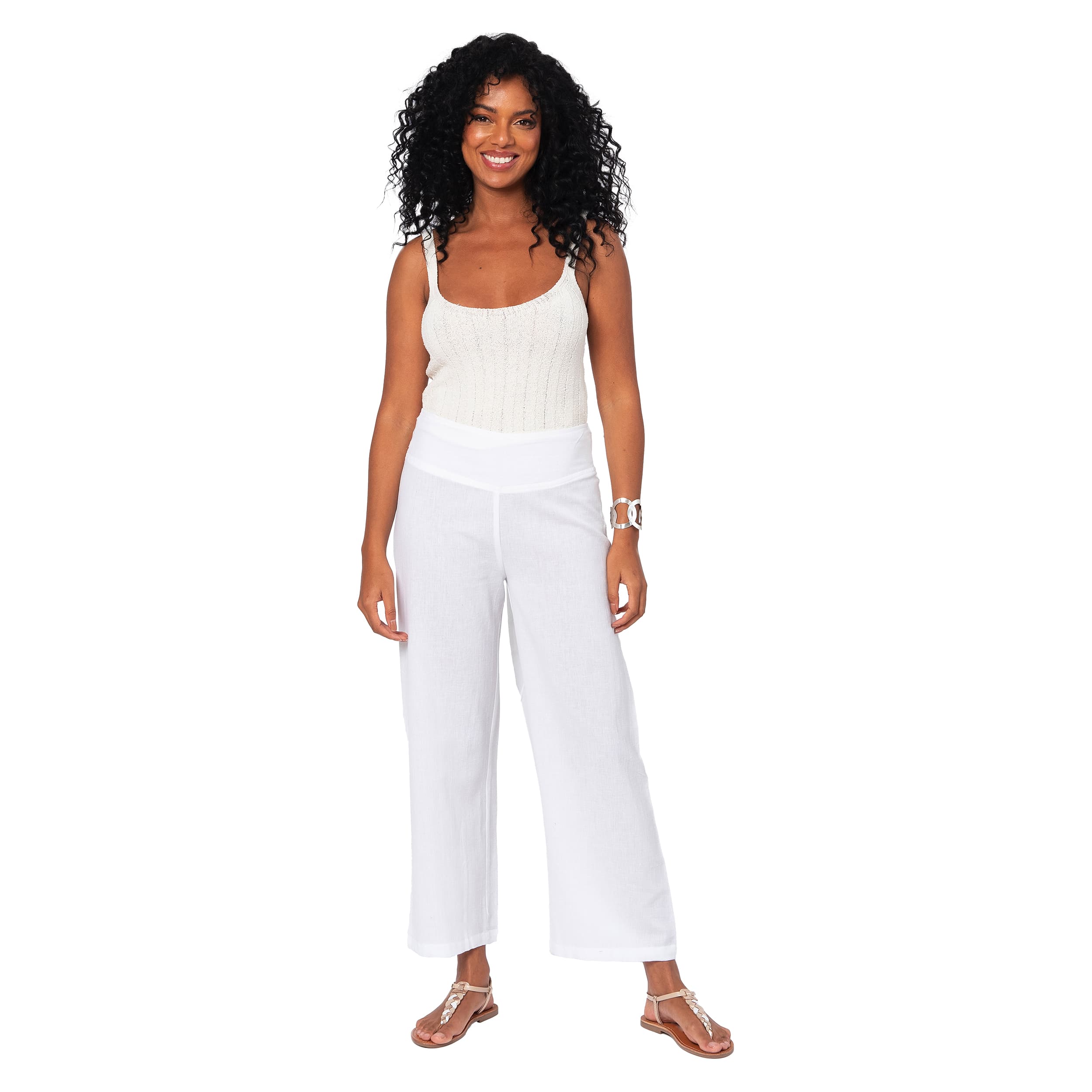 Pantalon été mi-long Kalyn - 70% coton - 30% lin - Akoustik Online