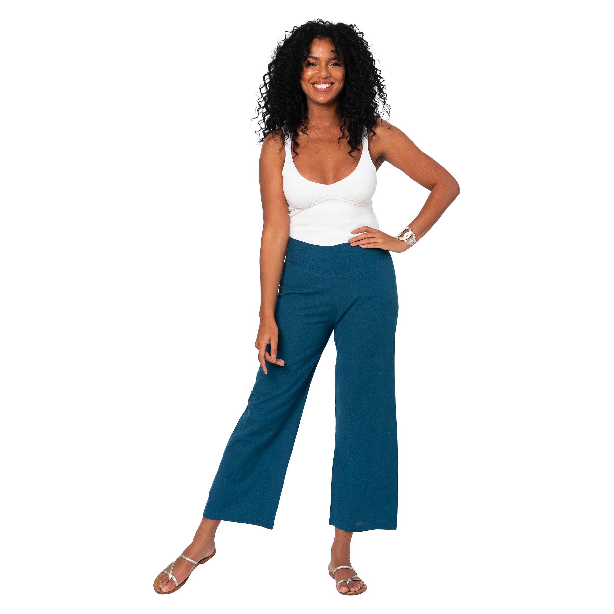 Pantalon été mi-long Meera - 70% coton - 30% lin - Akoustik Online