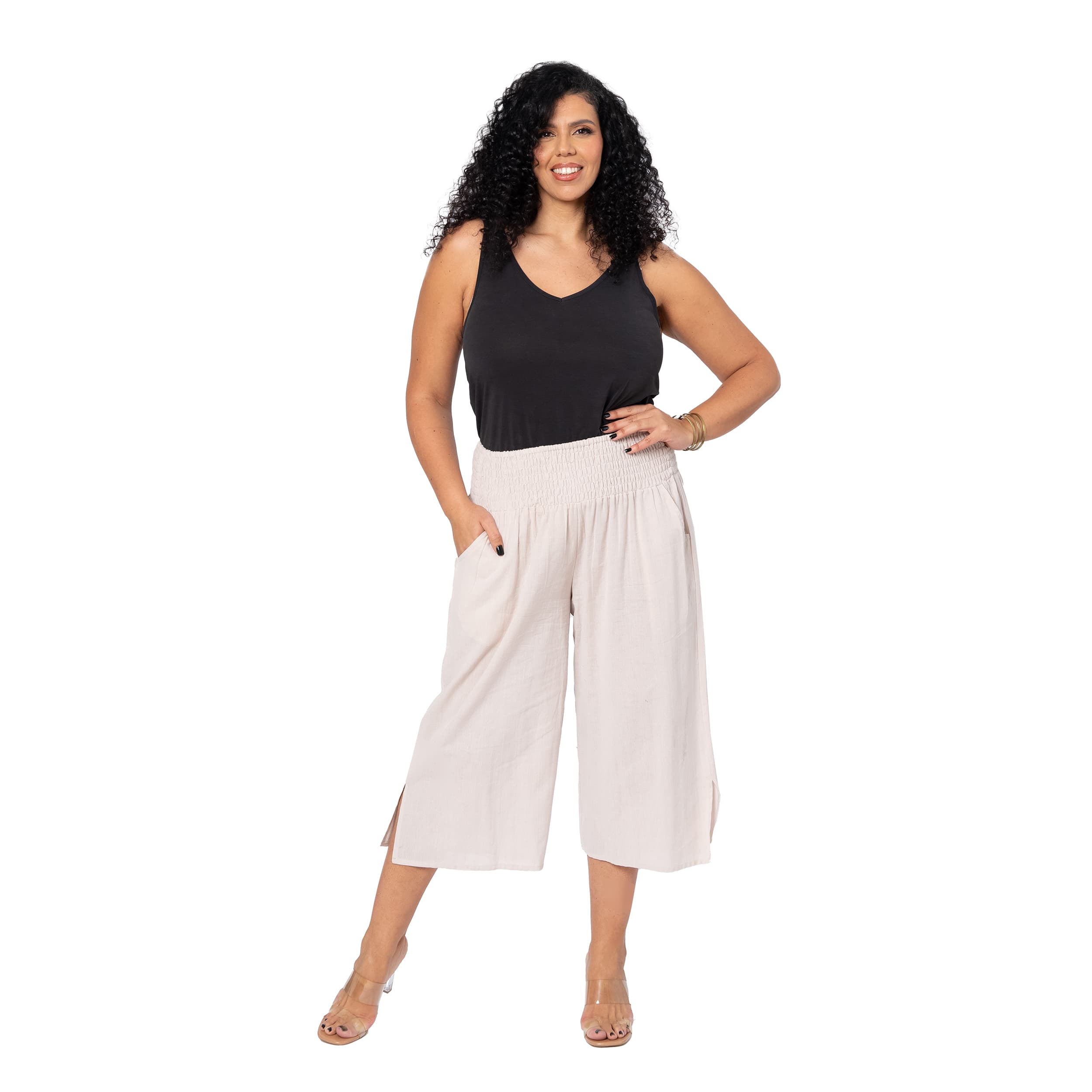 Pantalon été court Nichole - 70% coton - 30% lin - Akoustik Online