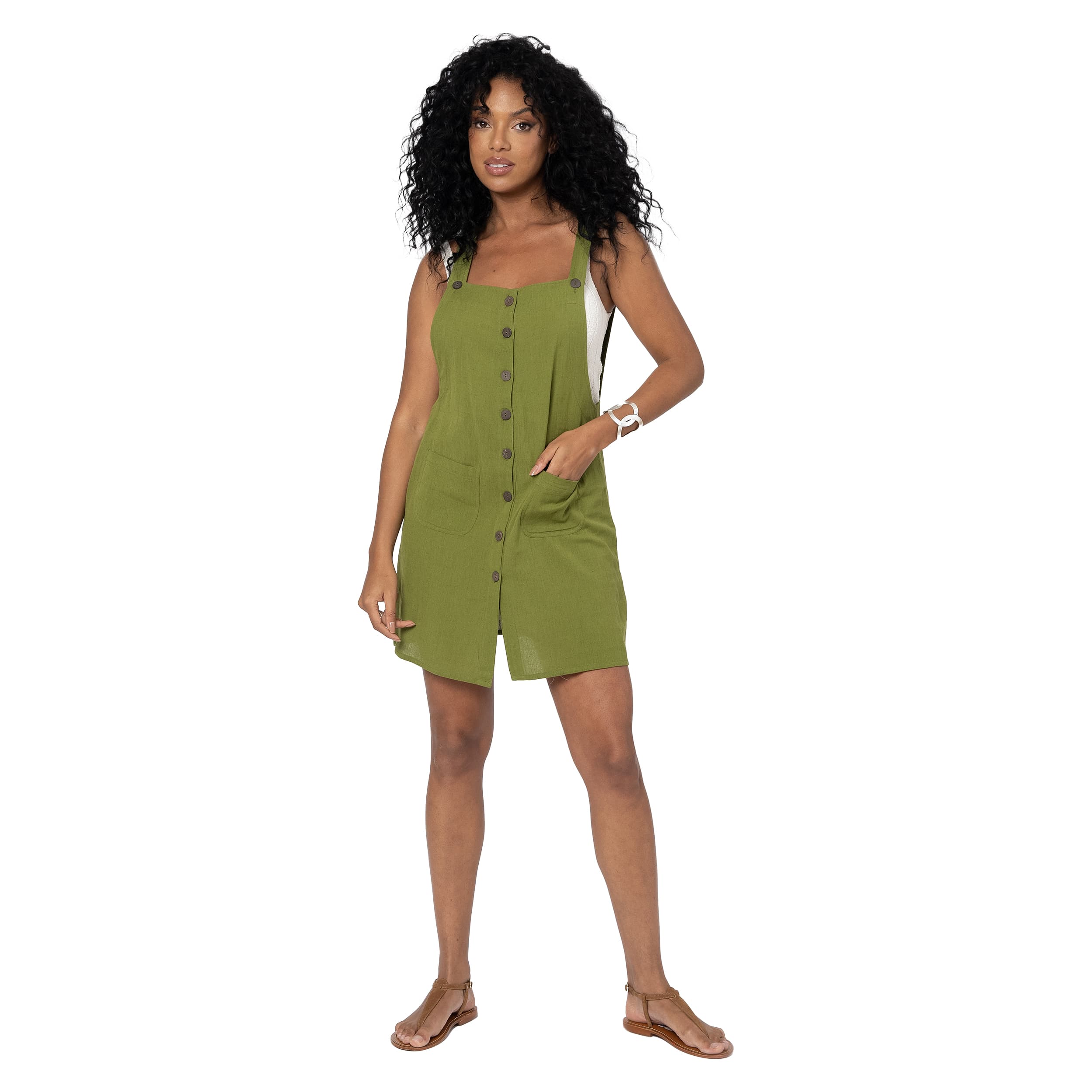 Robe été courte sans manches Millicent - vert - Akoustik Online