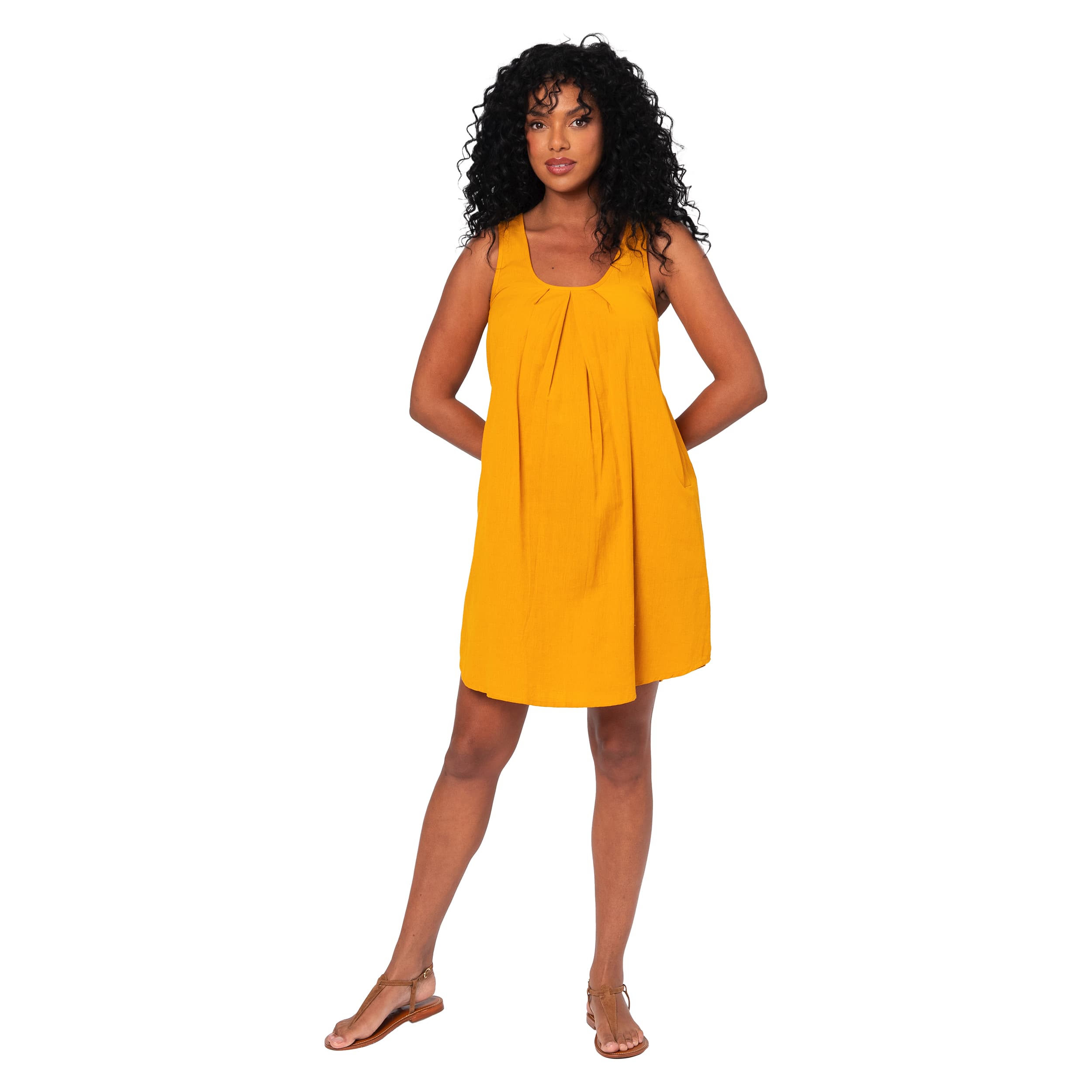 Robe été courte sans manches Concha - jaune - Akoustik Online