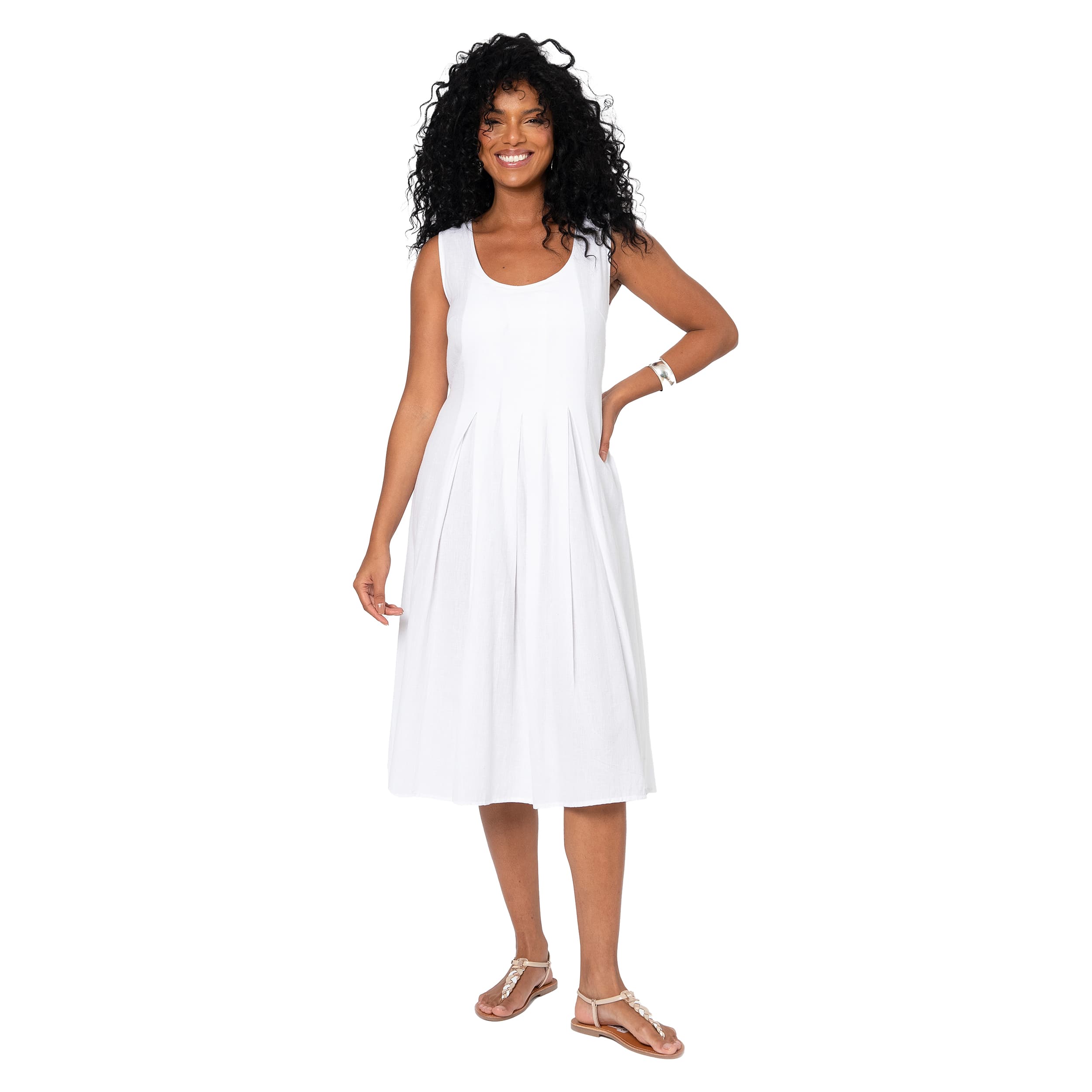 Robe été mi-longue sans manches Raynard - blanc - Akoustik Online
