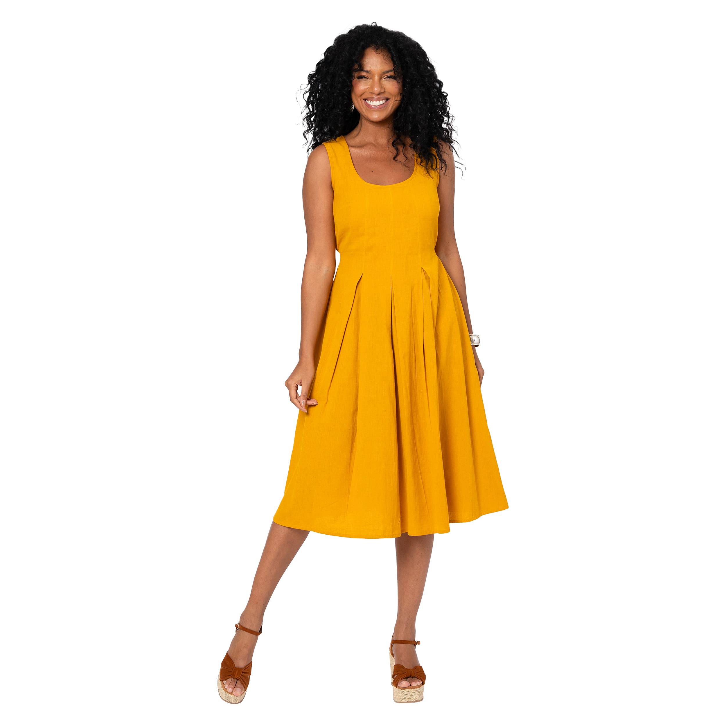 Robe été mi-longue sans manches Rena - jaune - Akoustik Online