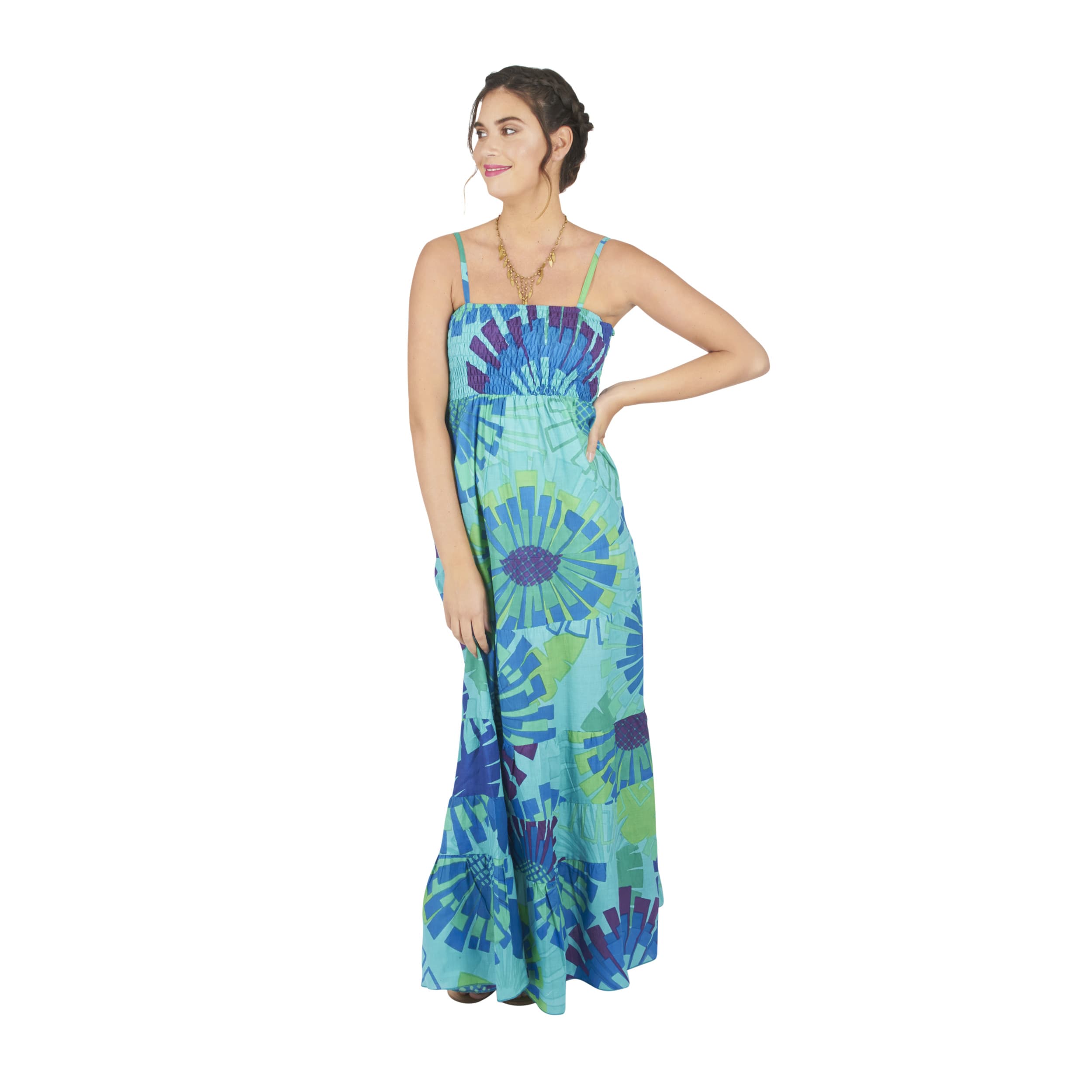 Robe été longue sans manches Laria - 100% coton - Akoustik Online