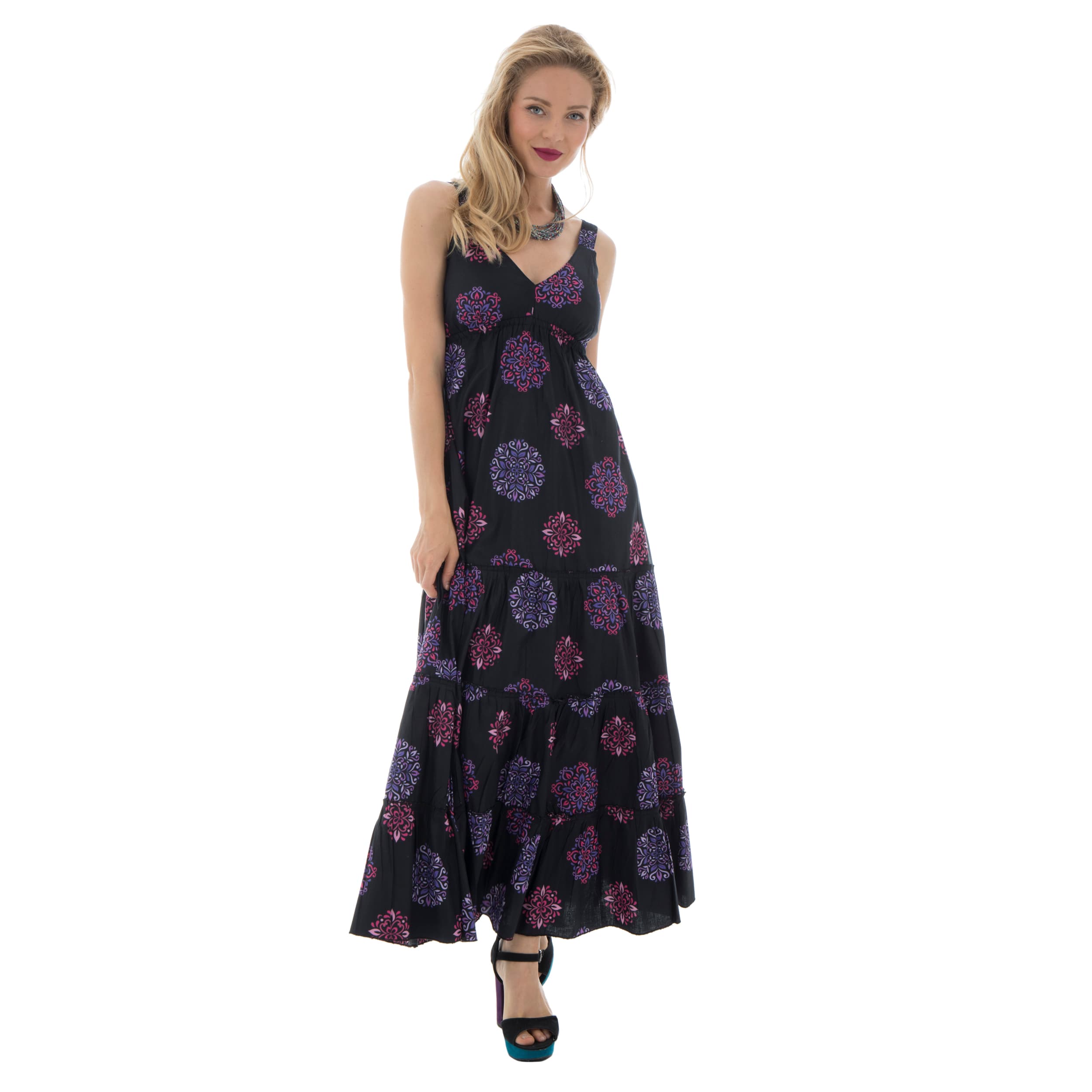 Robe été Nawra - 100% coton - noir, violet - Akoustik Online