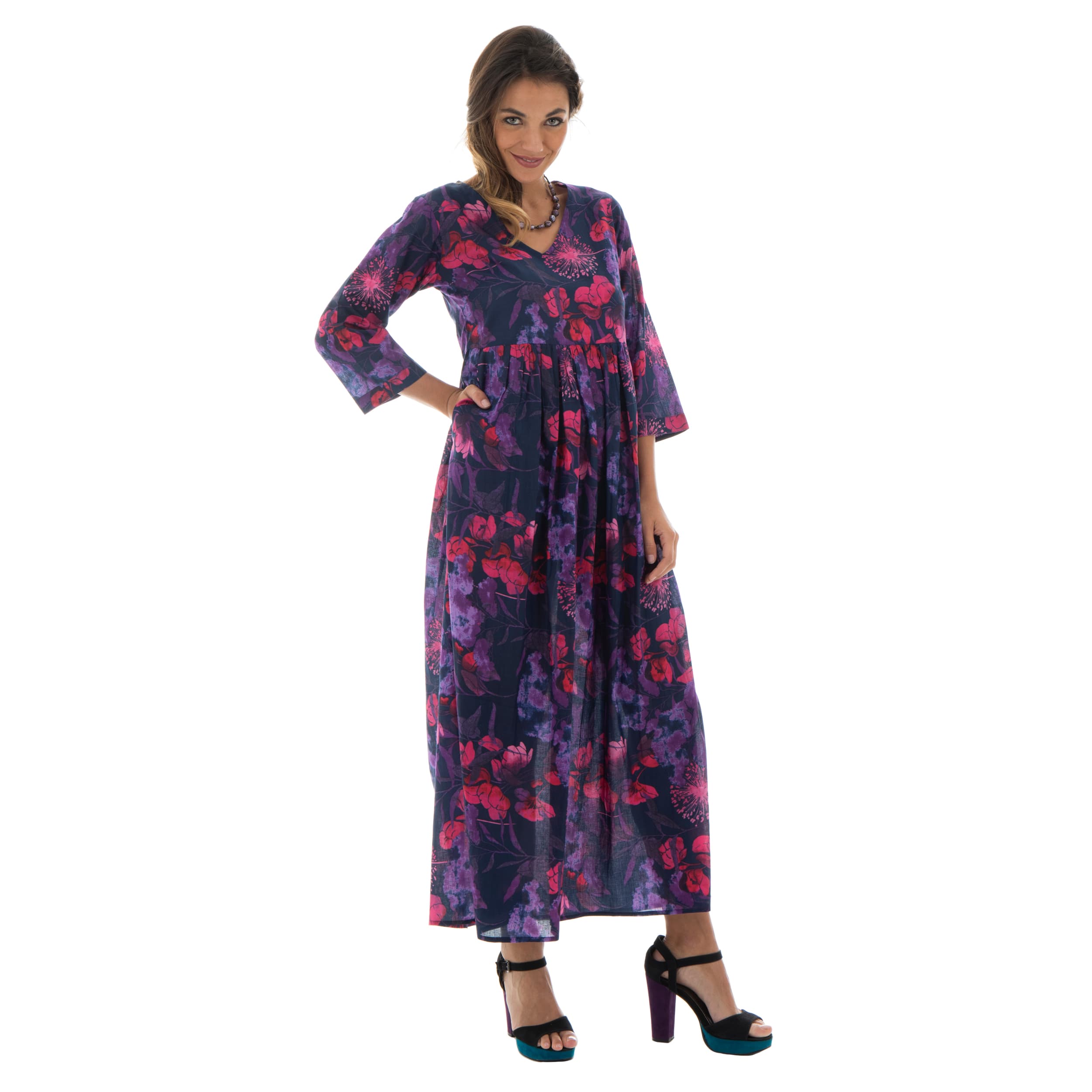 Robe été Kodey - 100% voile de coton - violet, rose - Akoustik Online