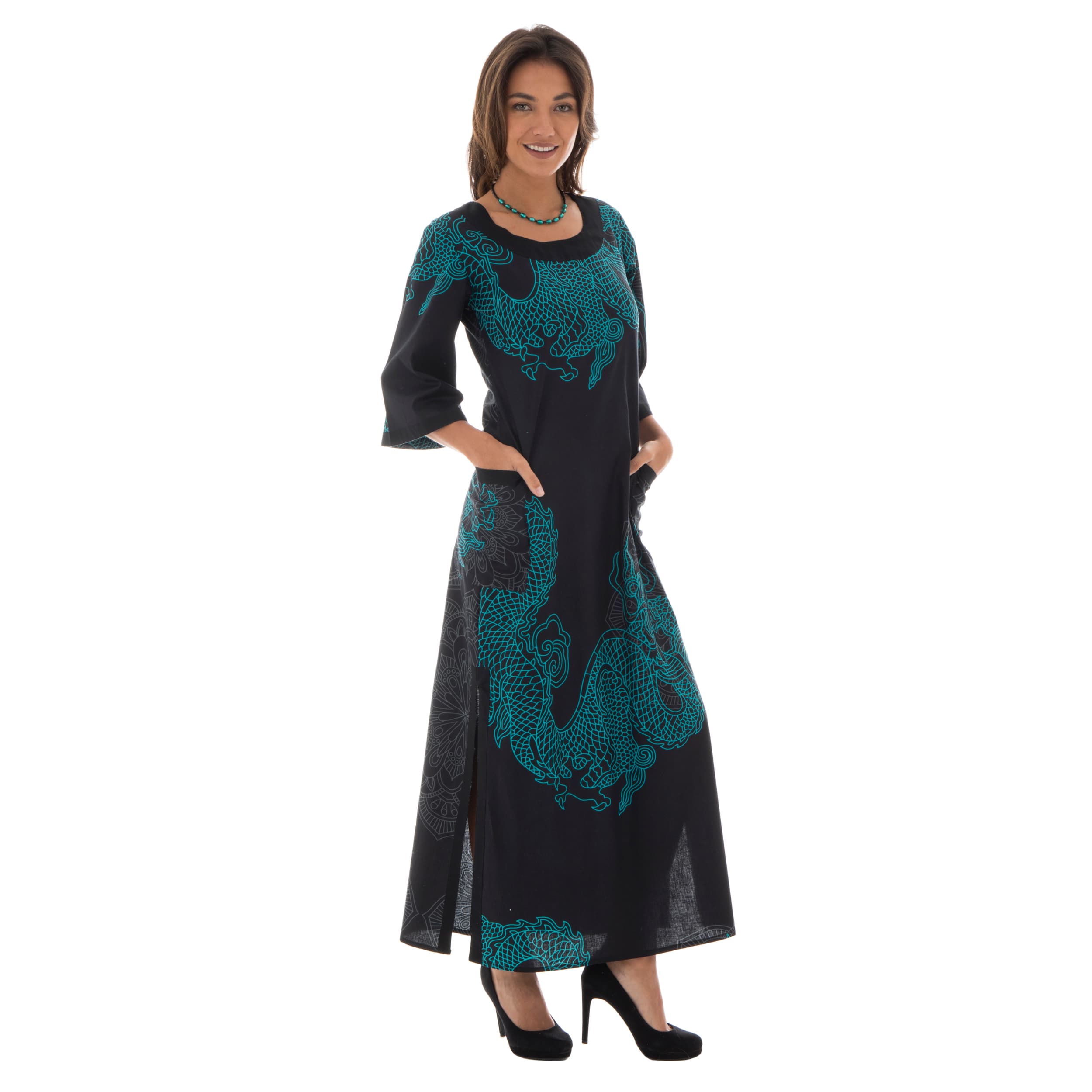 Robe été Kaarle - 100% coton - noir, vert - Akoustik Online