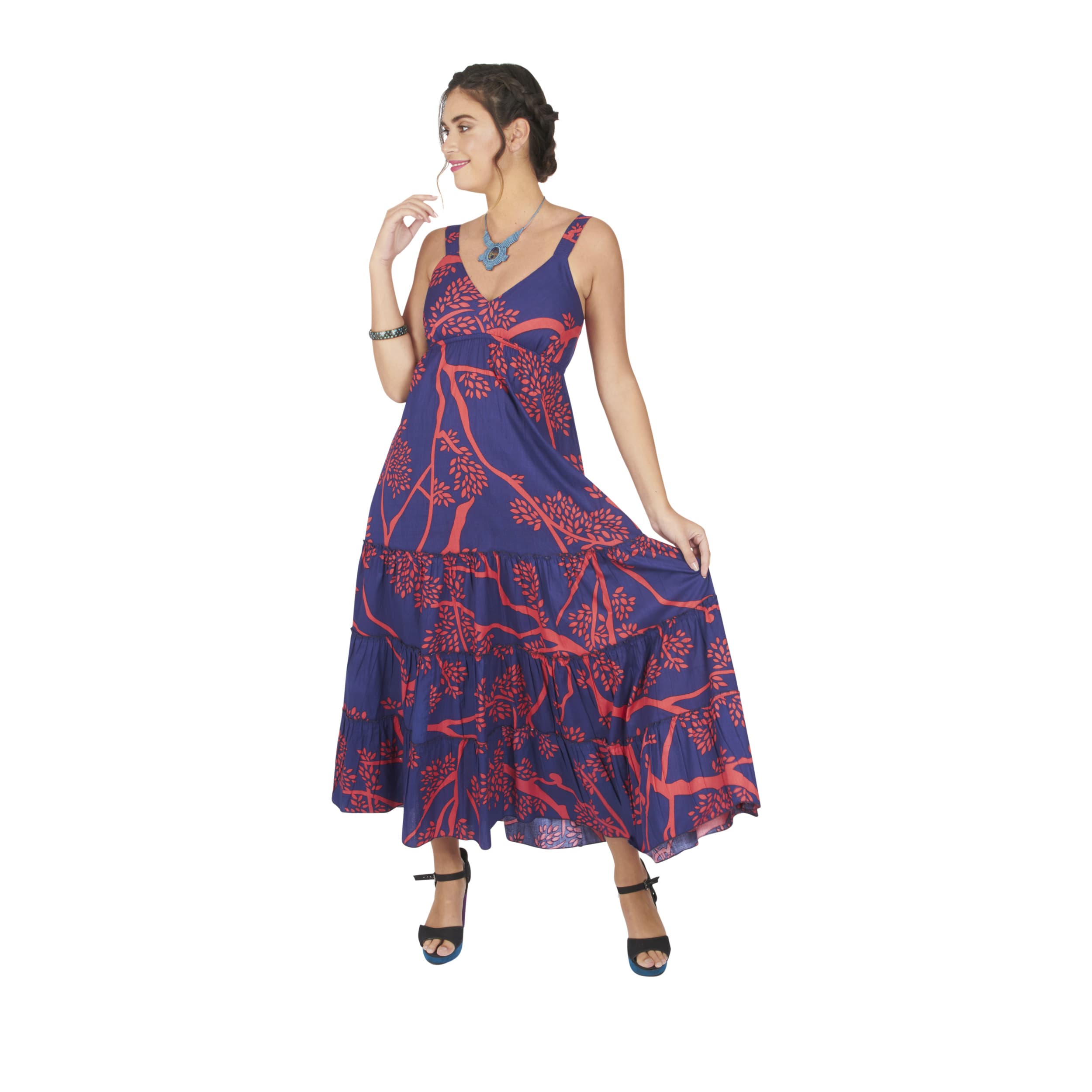Robe été Cosima - 100% coton - bleu, rouge - Akoustik Online