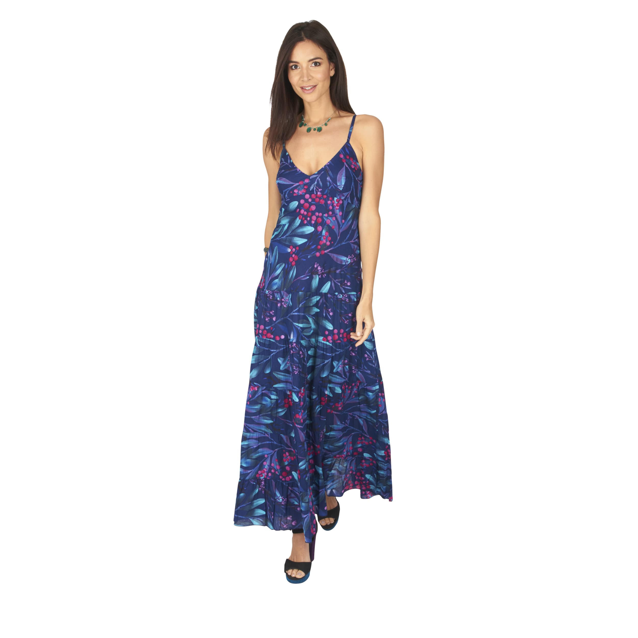 Robe été longue sans manches Maddy - bleu, rose - Akoustik Online