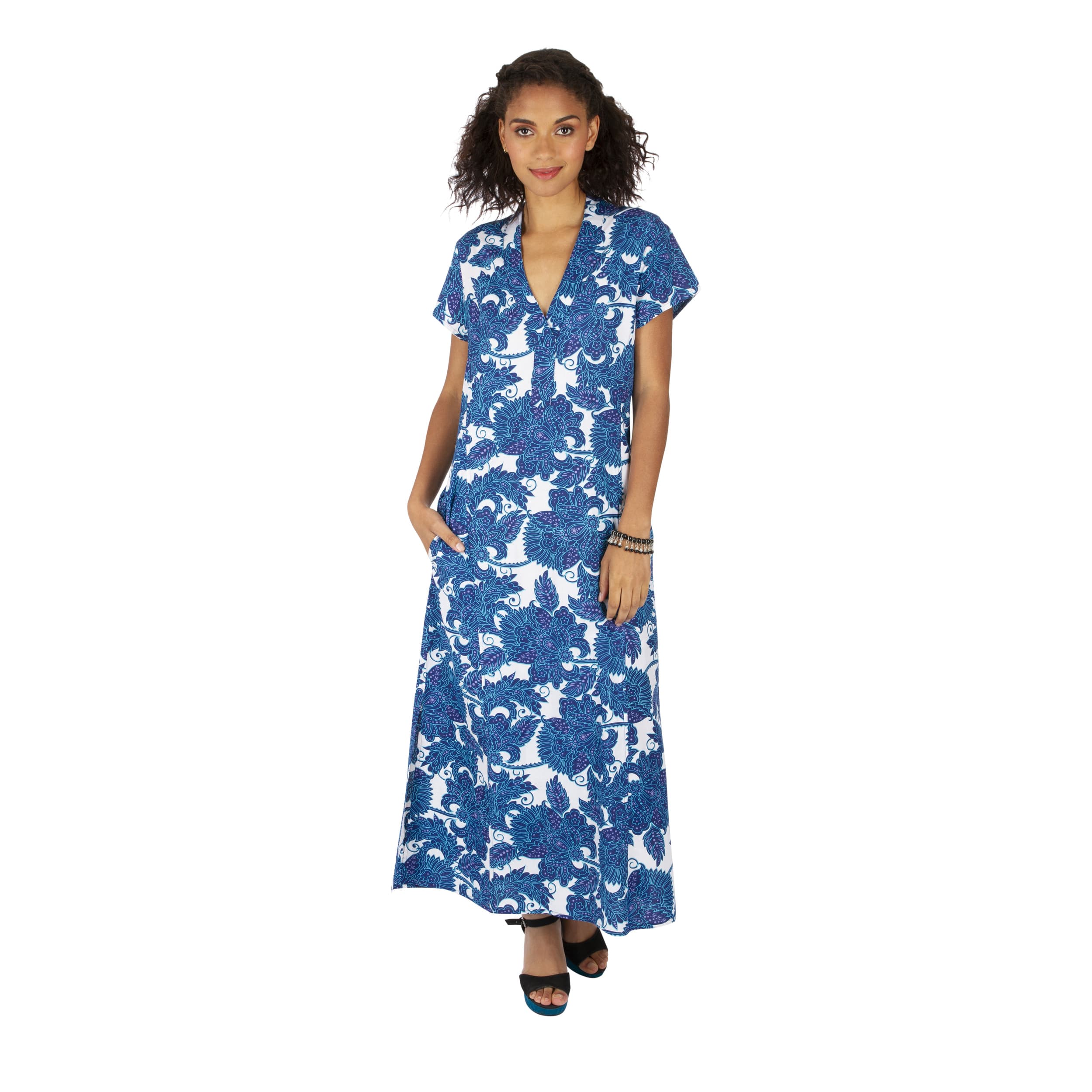 Robe été longue manches courtes Krista - 100% coton - Akoustik Online