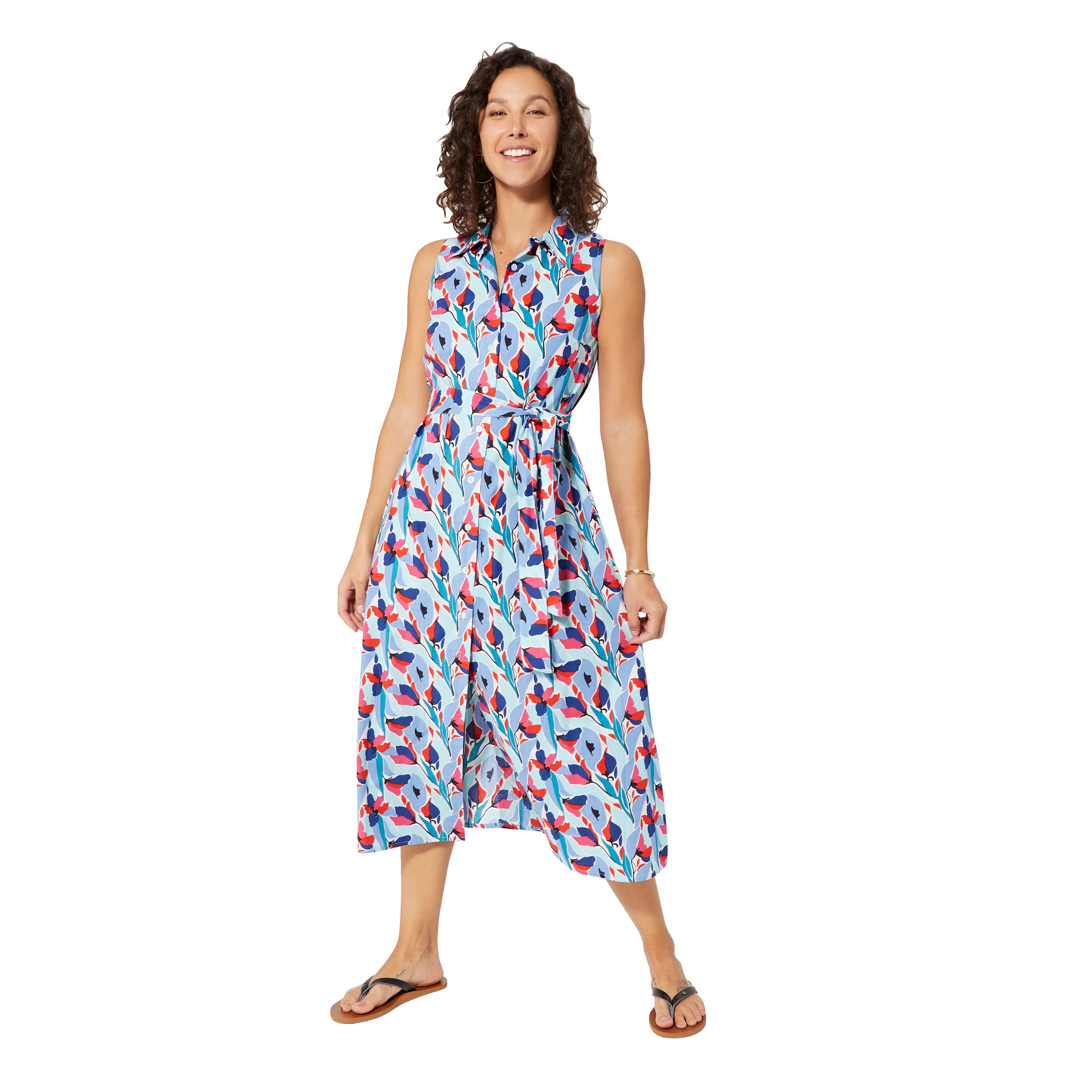 Robe été mi-longue sans manches Honor - 100% coton - Akoustik Online