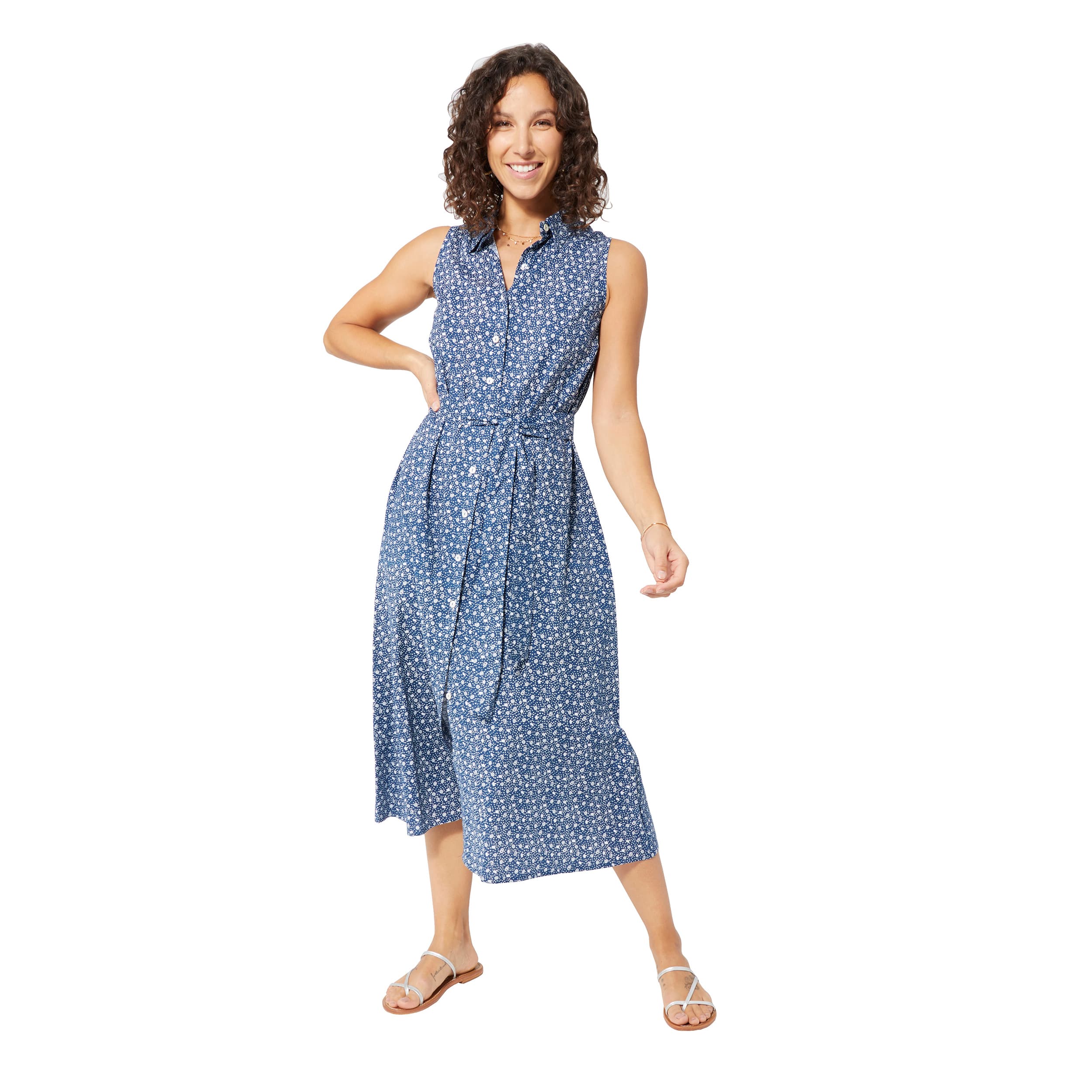 Robe été mi-longue sans manches Kali - 100% coton - Akoustik Online