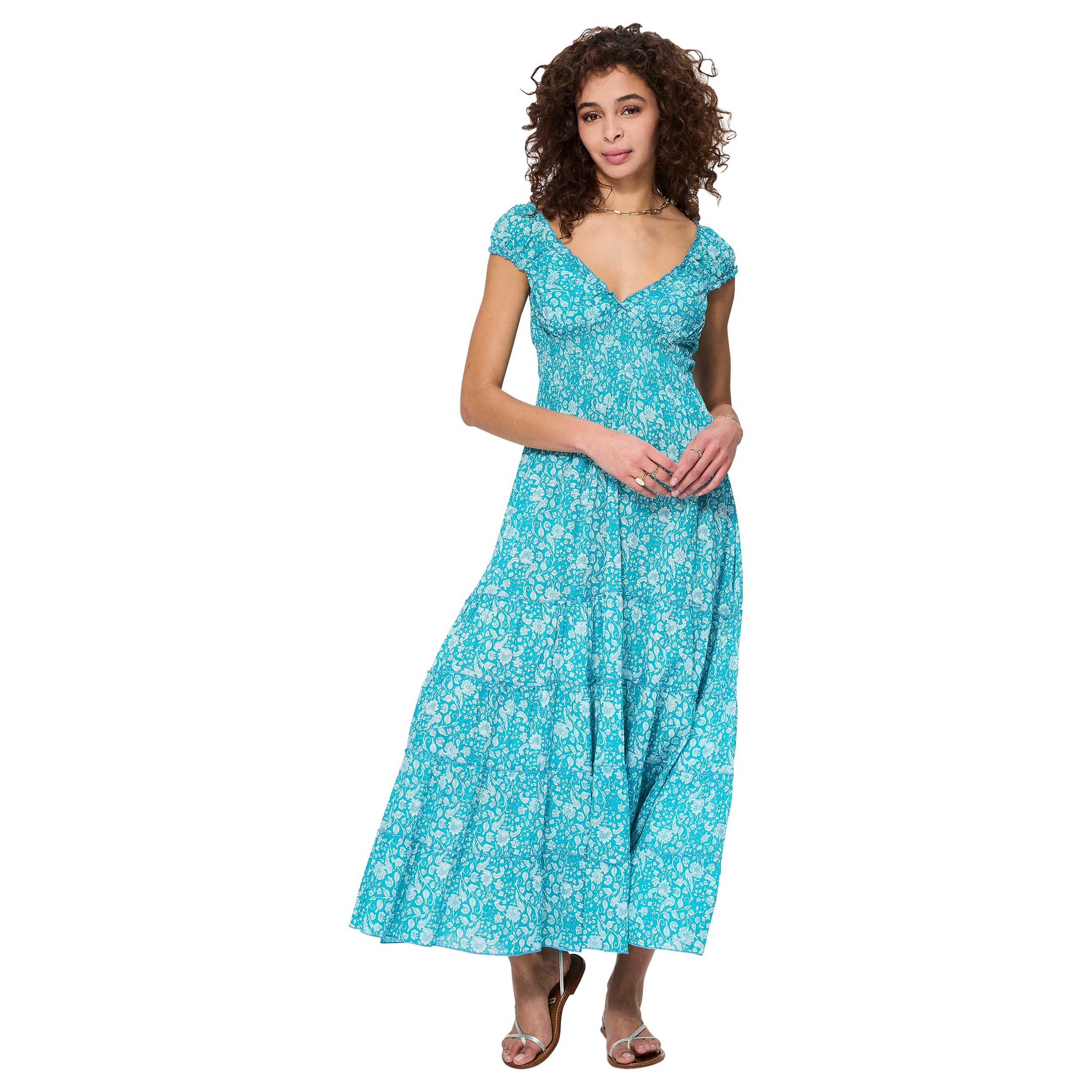 Robe été longue manches courtes Rinaldo - 100% coton - Akoustik Online