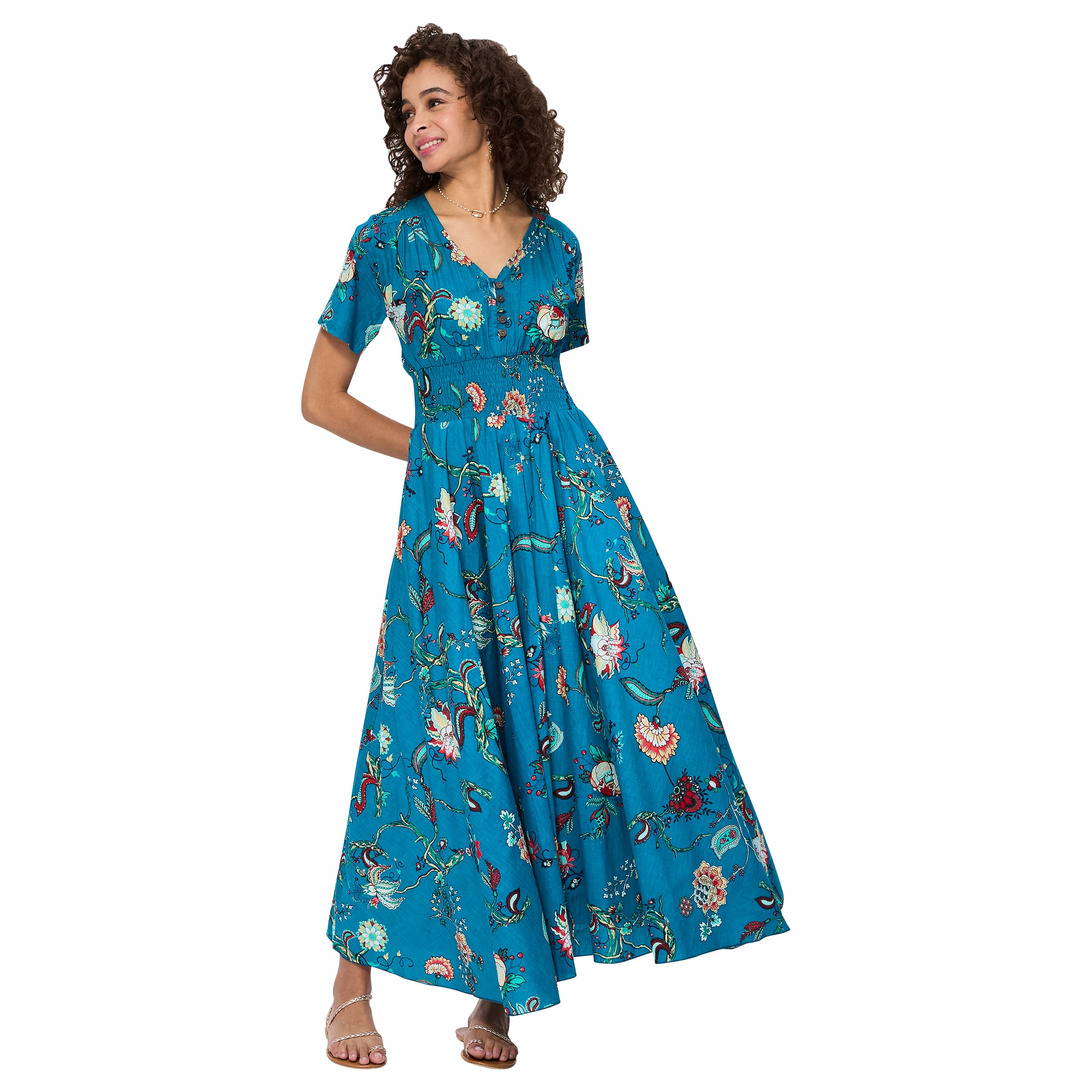 Robe été longue manches courtes Kody - 100% coton - Akoustik Online