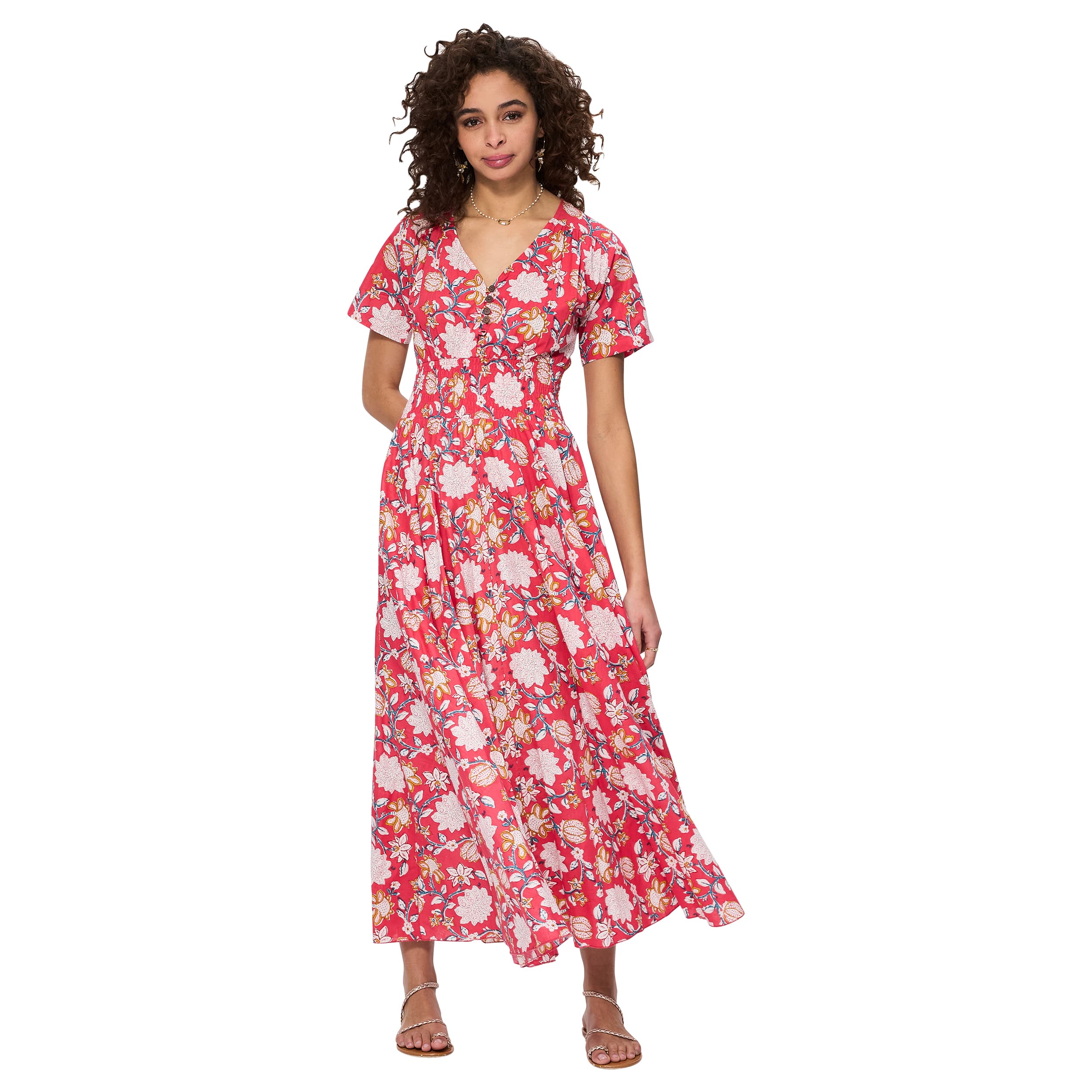 Robe été longue manches courtes Venus - 100% coton - Akoustik Online