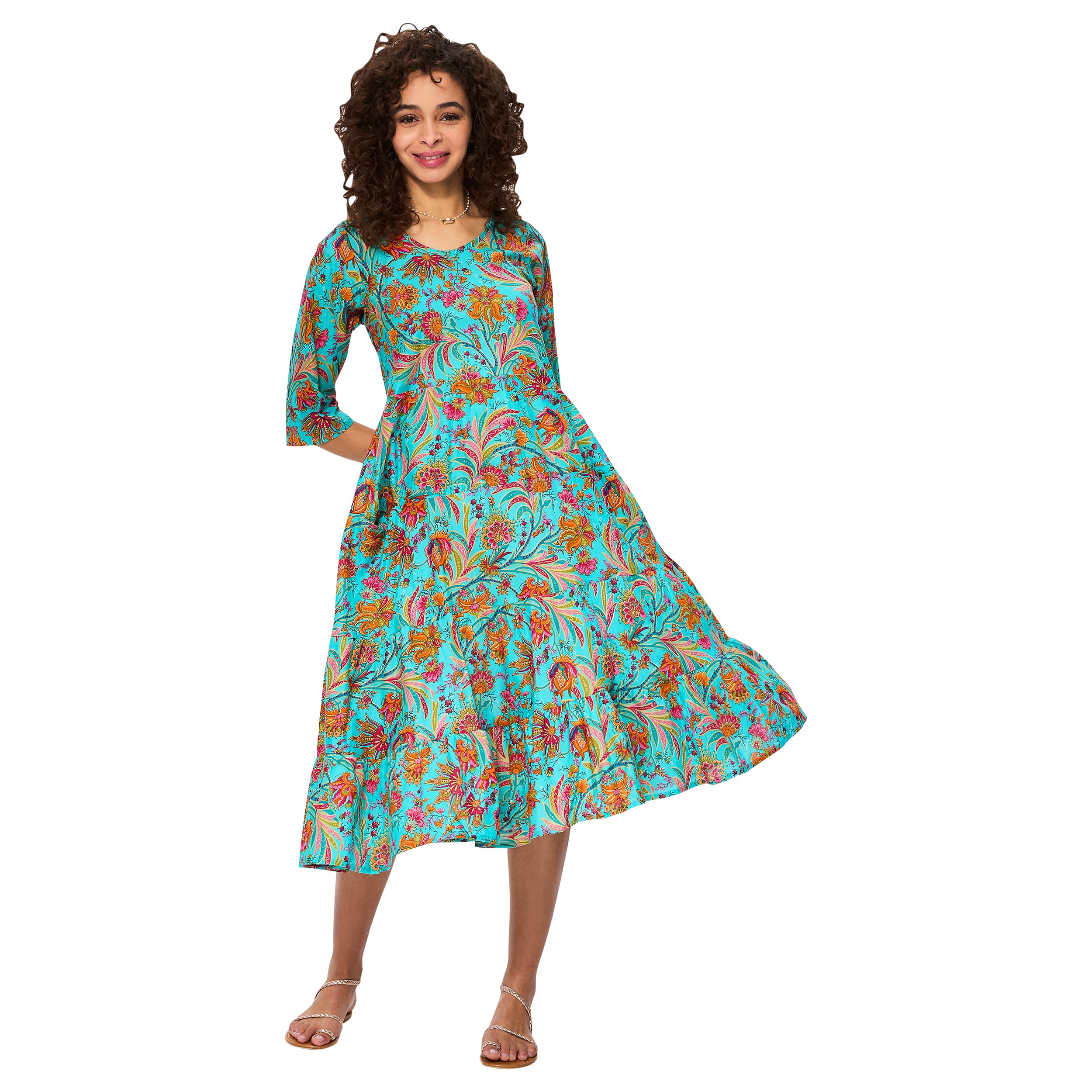 Robe été mi-longue manches 3/4 Queenie - Akoustik Online