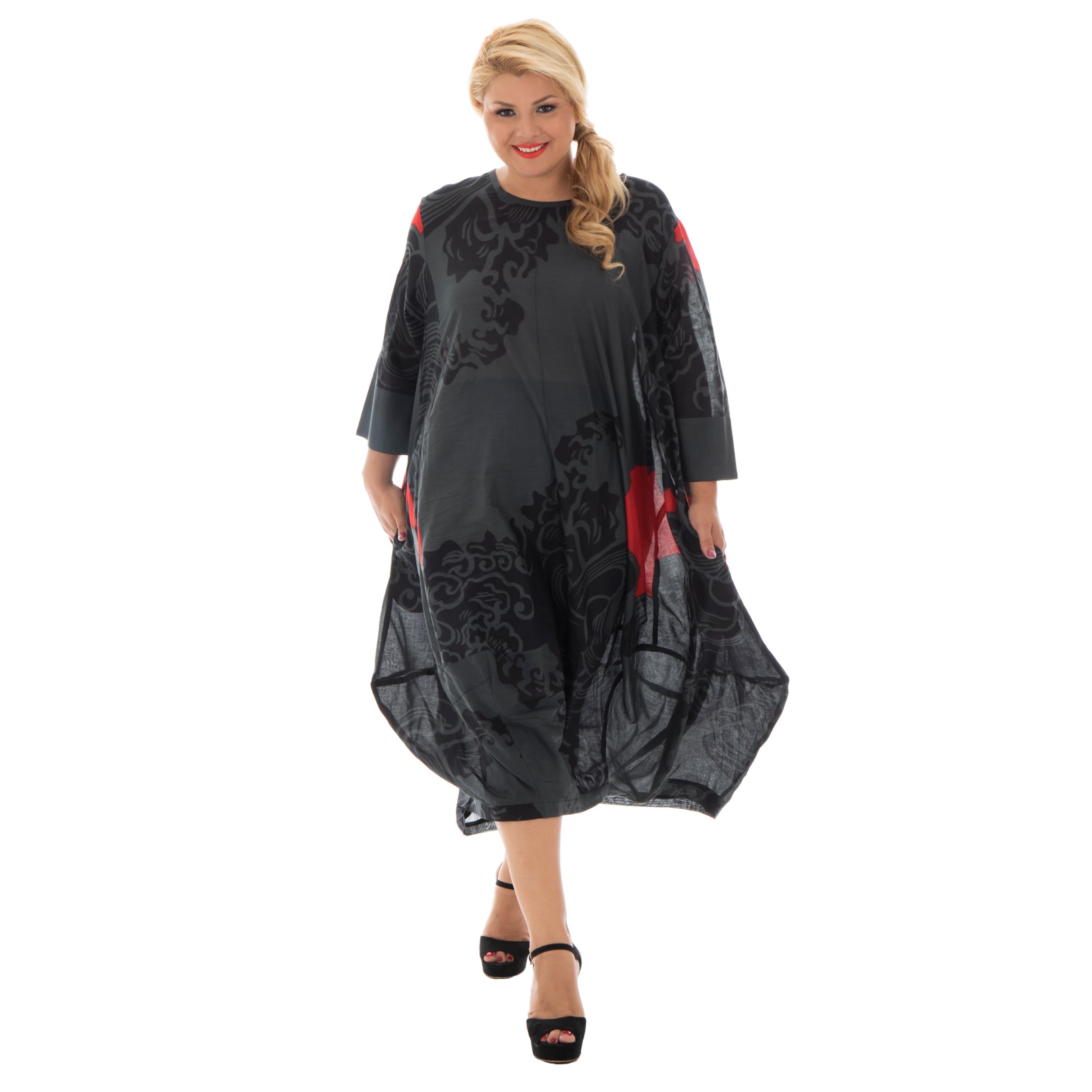 Robe été Tzofiya - 100% voile de coton - noir, rouge - Akoustik Online