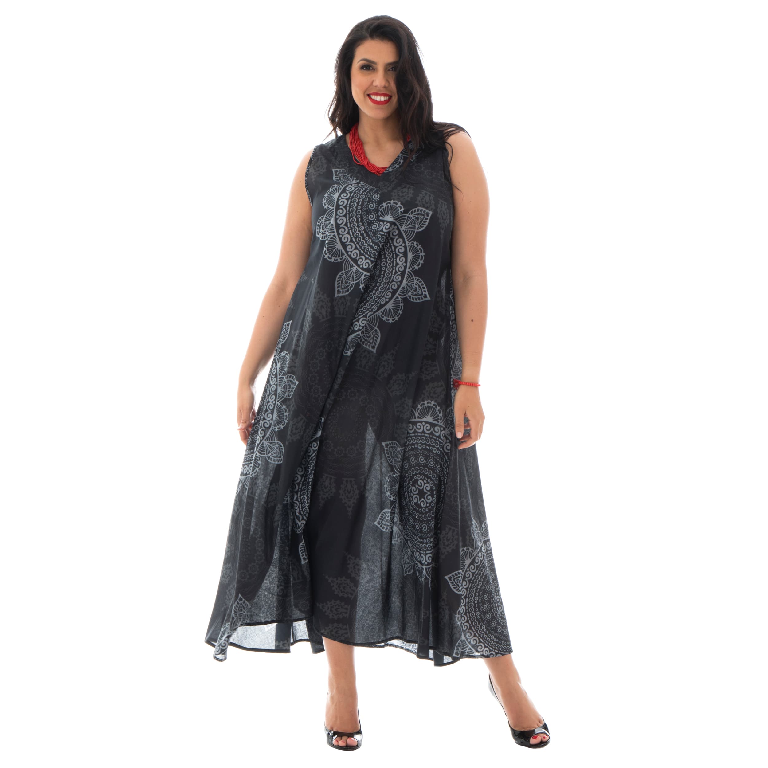 Robe été Bahiga - 100% voile de coton - noir, blanc - Akoustik Online