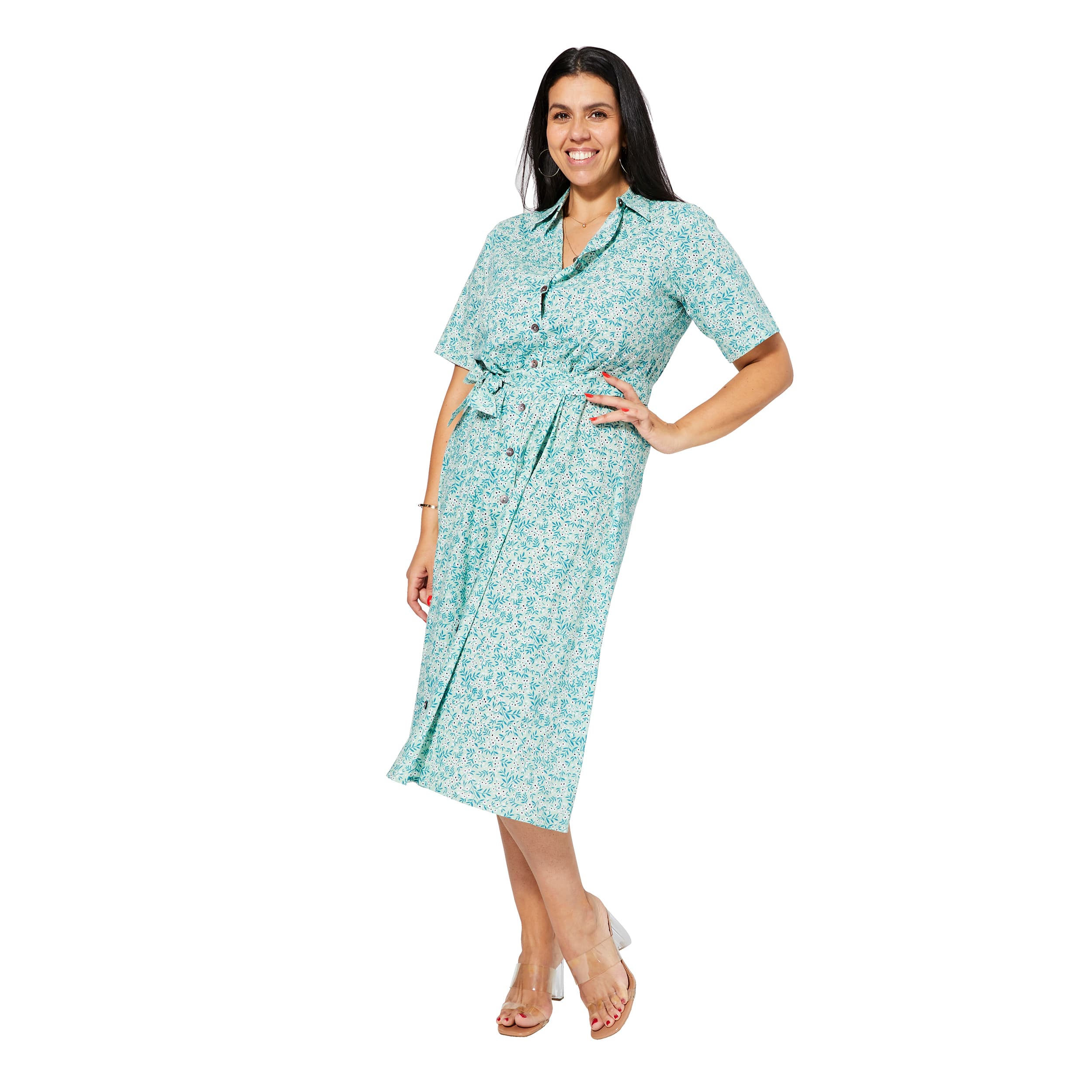 Robe été mi-longue manches courtes Hale - 100% coton - Akoustik Online