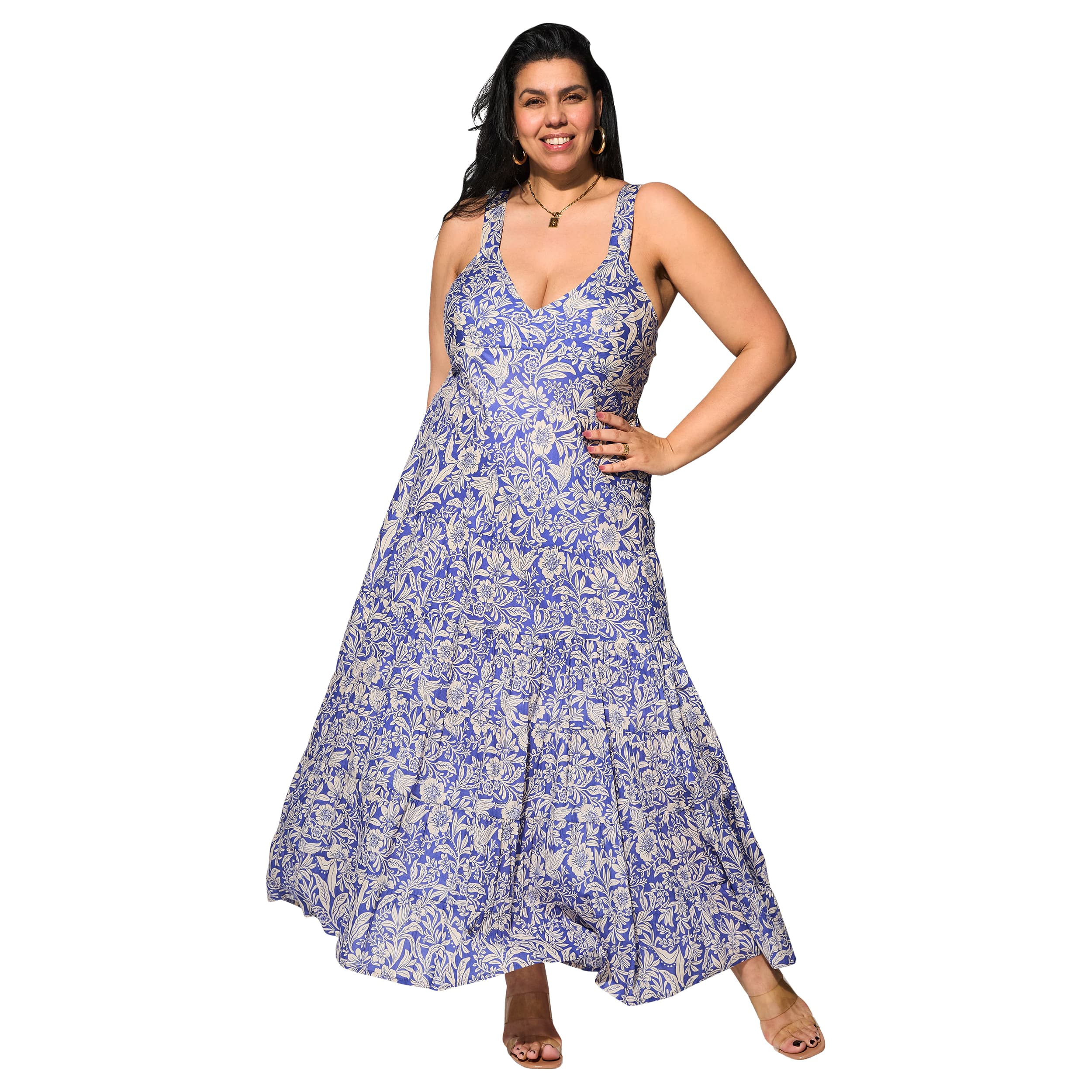 Robe été longue sans manches Dena - violet, creme - Akoustik Online