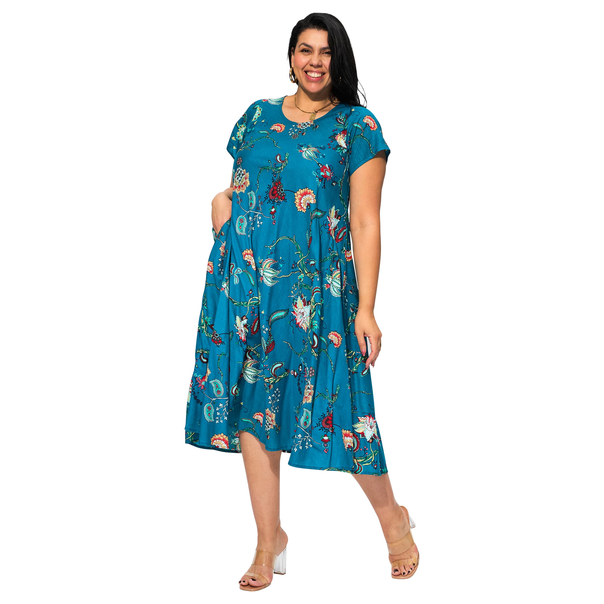 Robe été mi-longue manches courtes Gleb - 100% coton - Akoustik Online