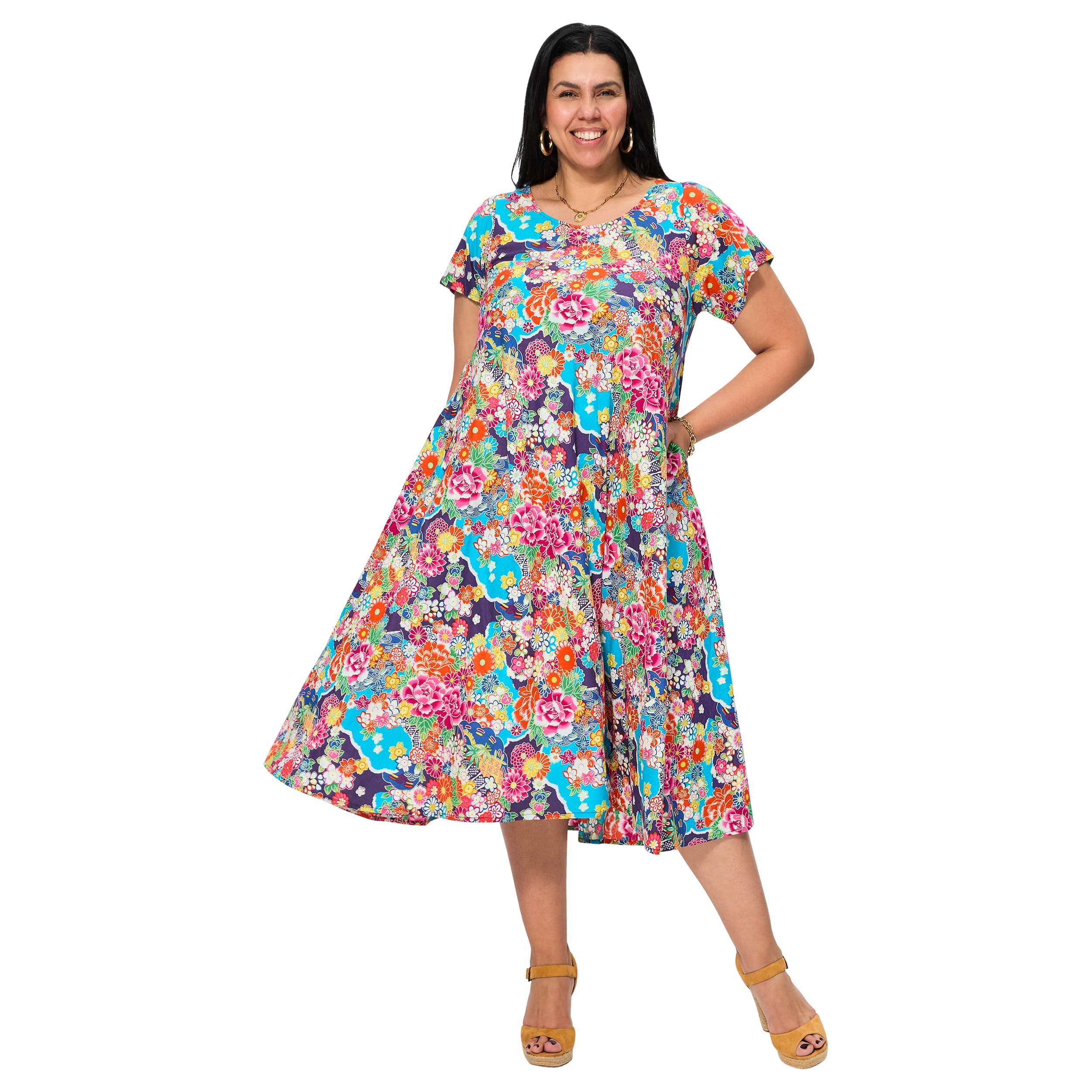 Robe été mi-longue manches courtes Tai - 100% coton - Akoustik Online