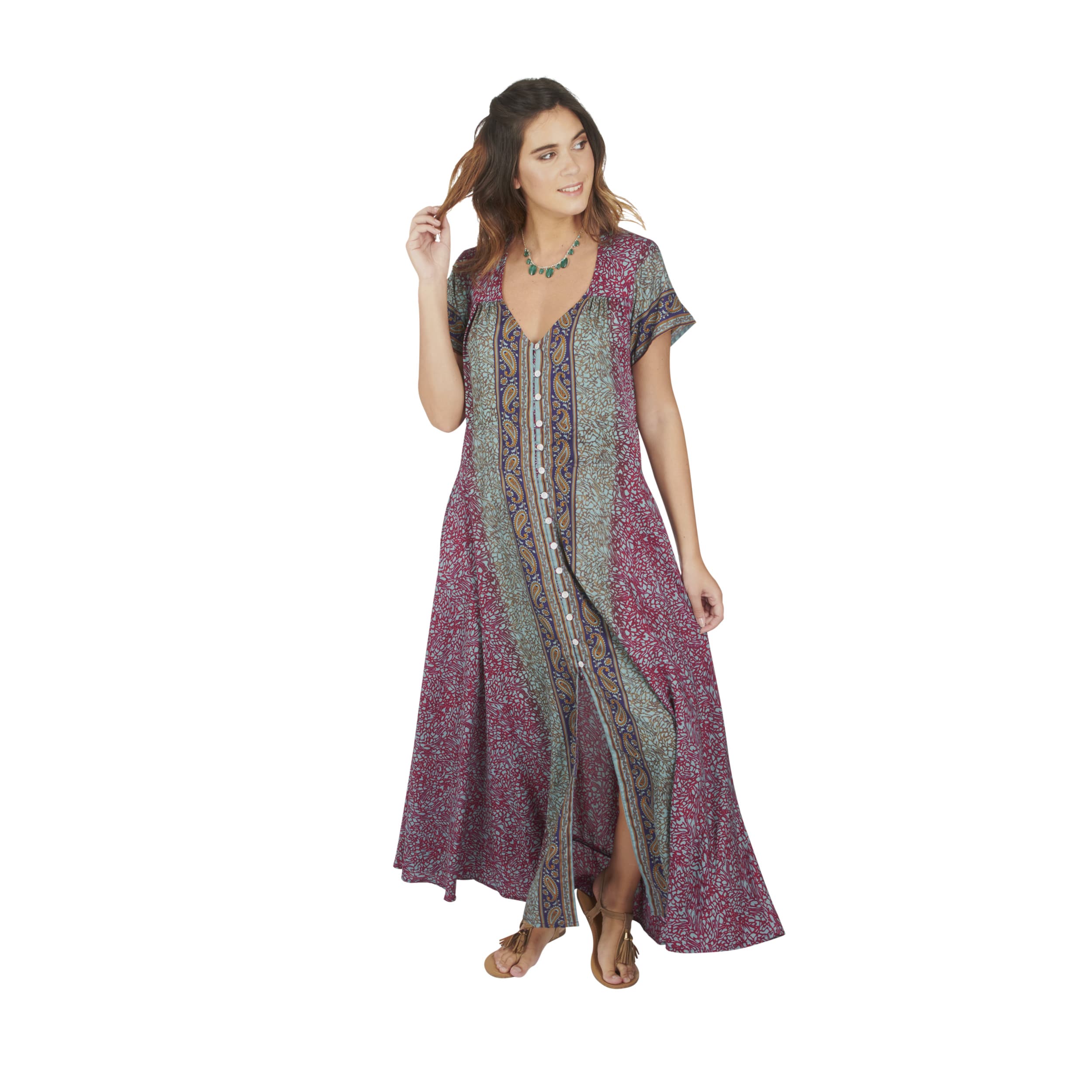 Robe été longue manches courtes Jenny - violet, bleu - Akoustik Online