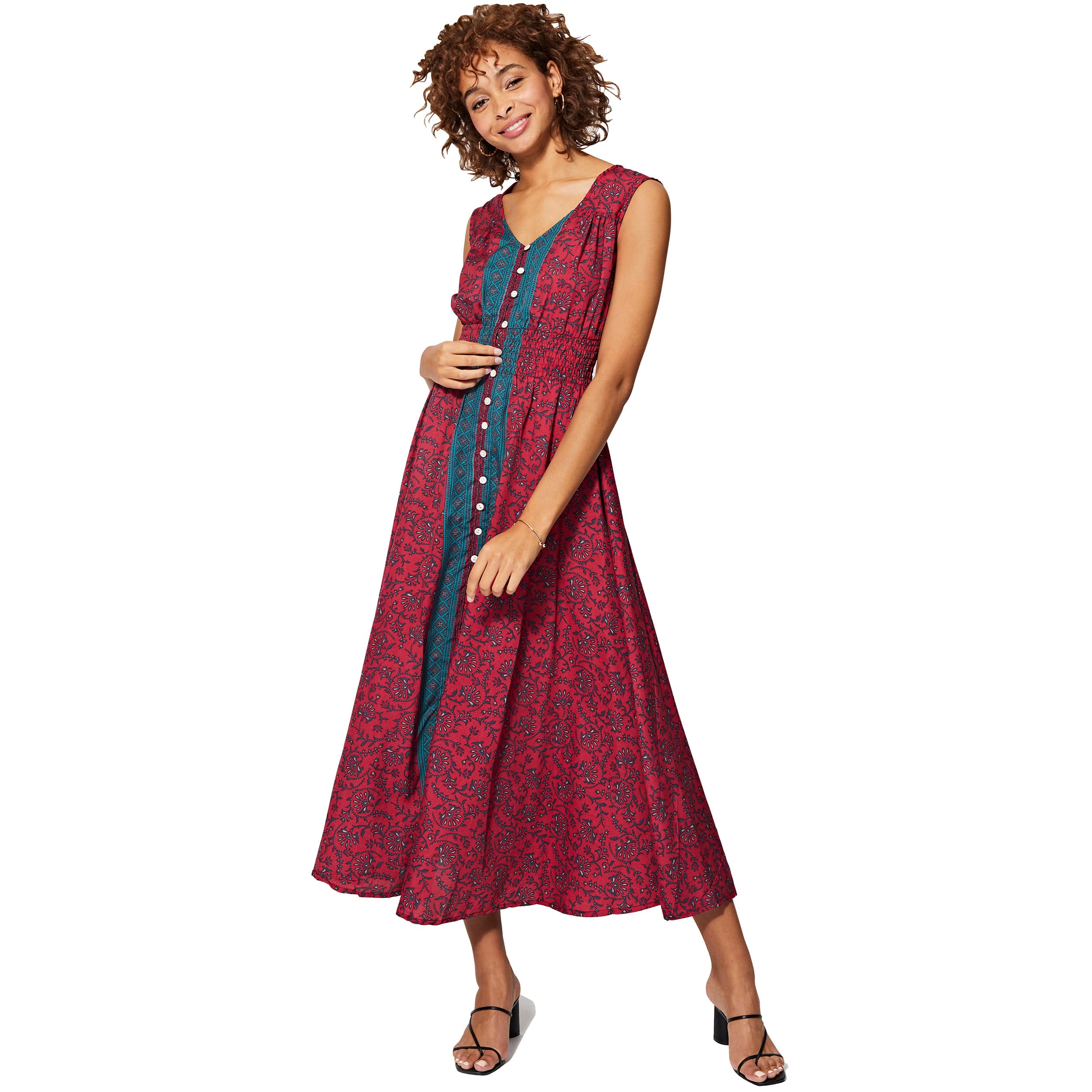 Robe été longue sans manches Madoka - 100% polyester - Akoustik Online