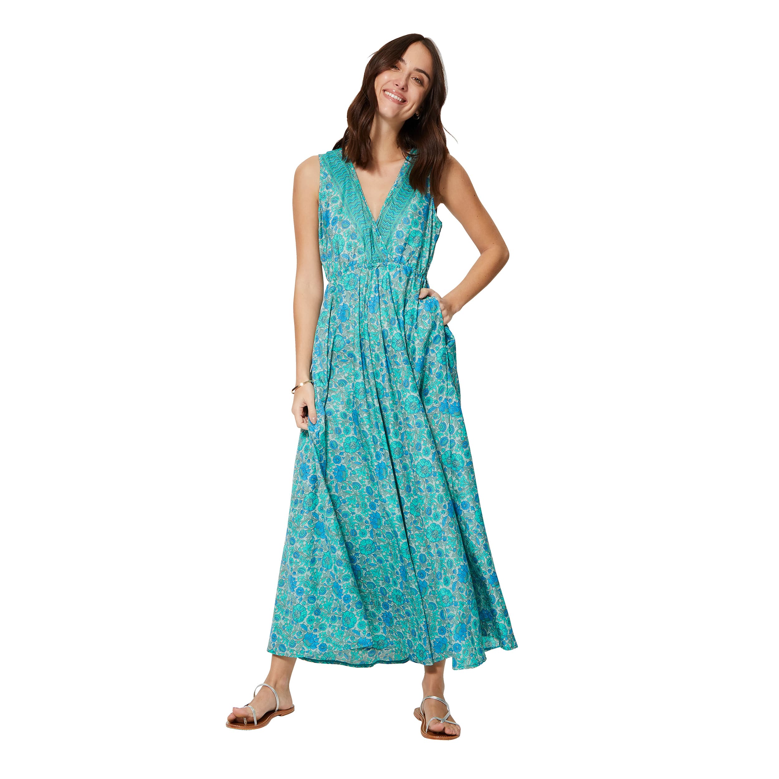 Robe été longue sans manches Éloise - 100% polyester - Akoustik Online