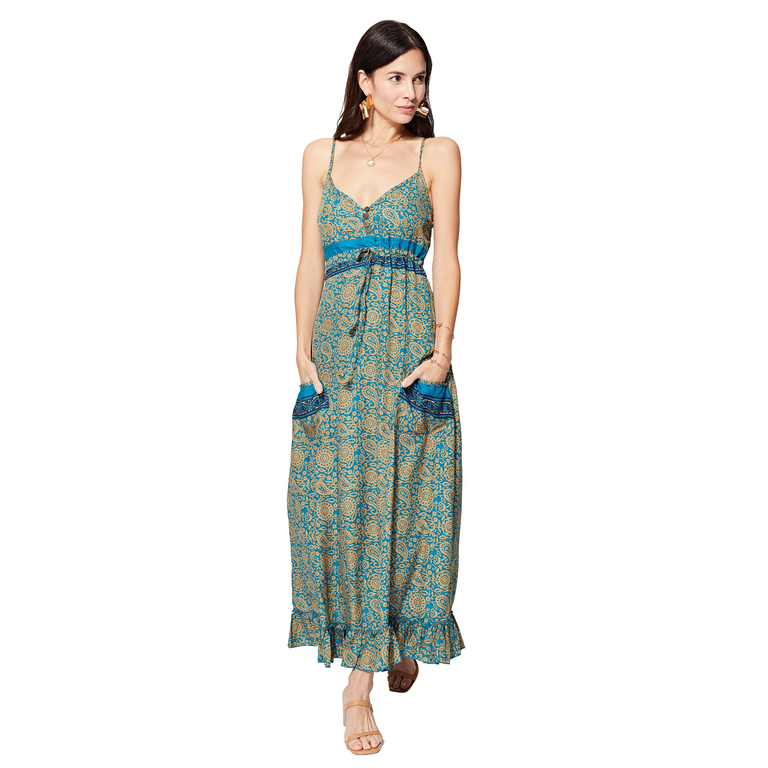 Robe été longue sans manches Loïs - 100% polyester - Akoustik Online