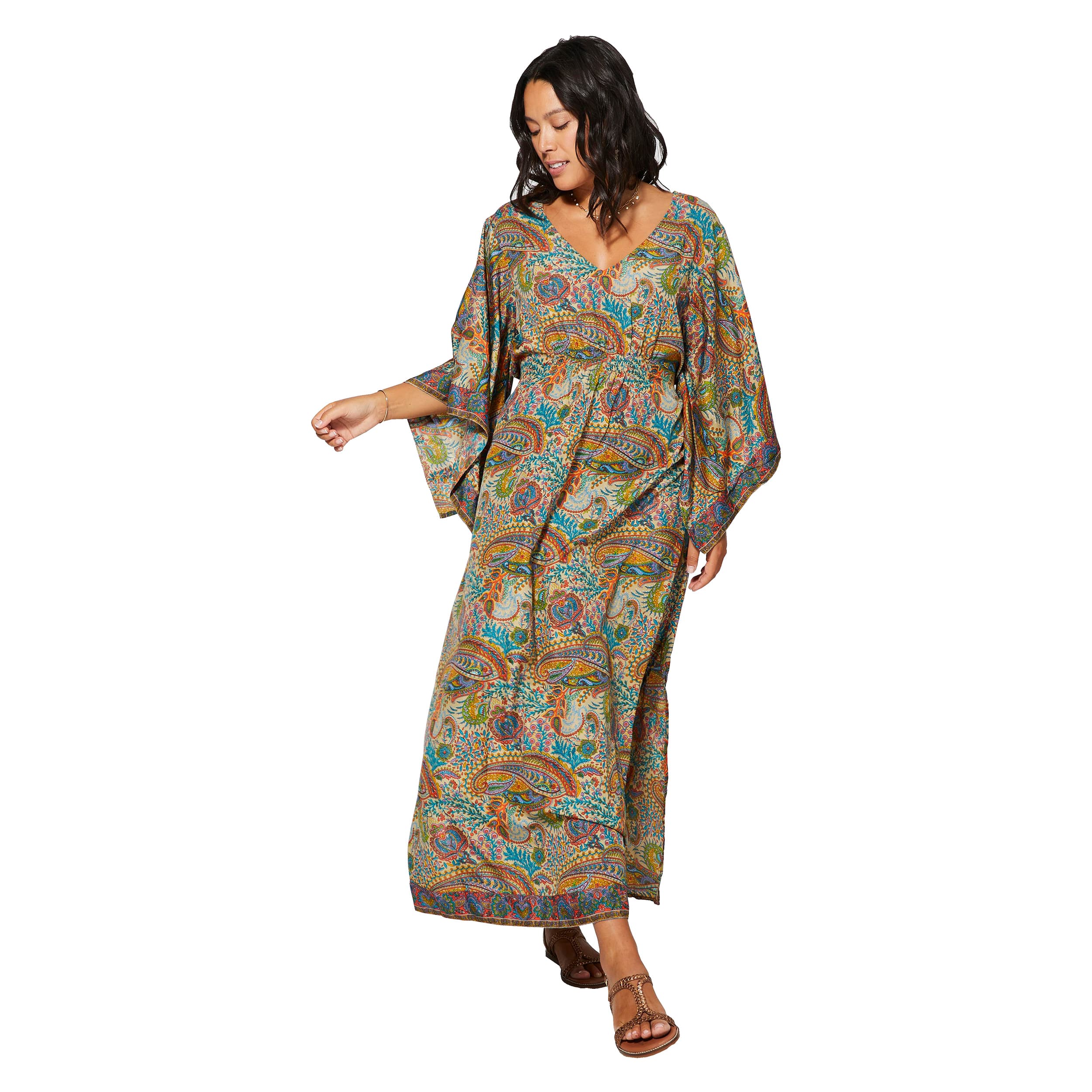 Robe été longue manches 3/4 Azure - 100% polyester - Akoustik Online