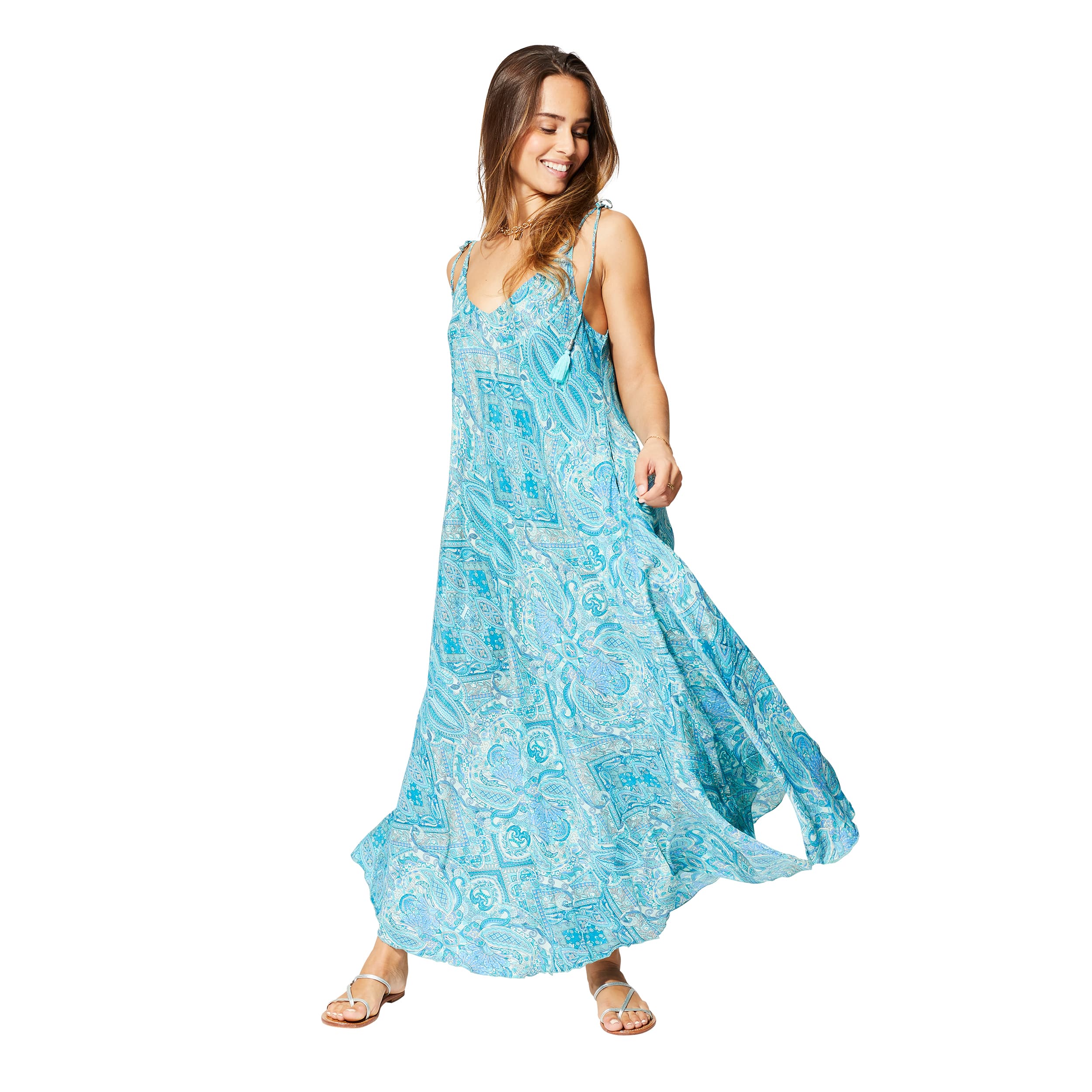 Robe été longue sans manches Gilda - 100% polyester - Akoustik Online