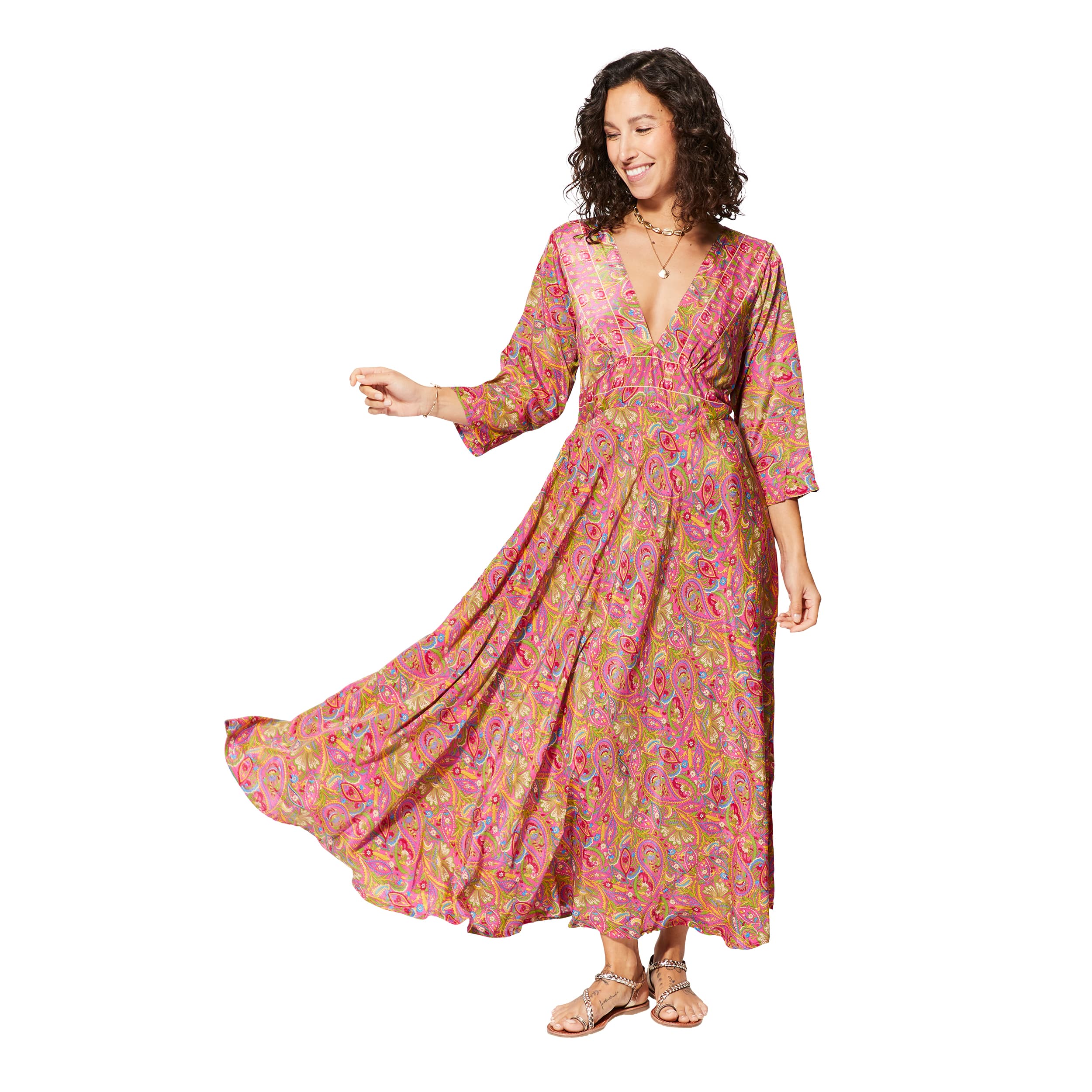 Robe été longue manches 3/4 Gobnet - 100% polyester - Akoustik Online